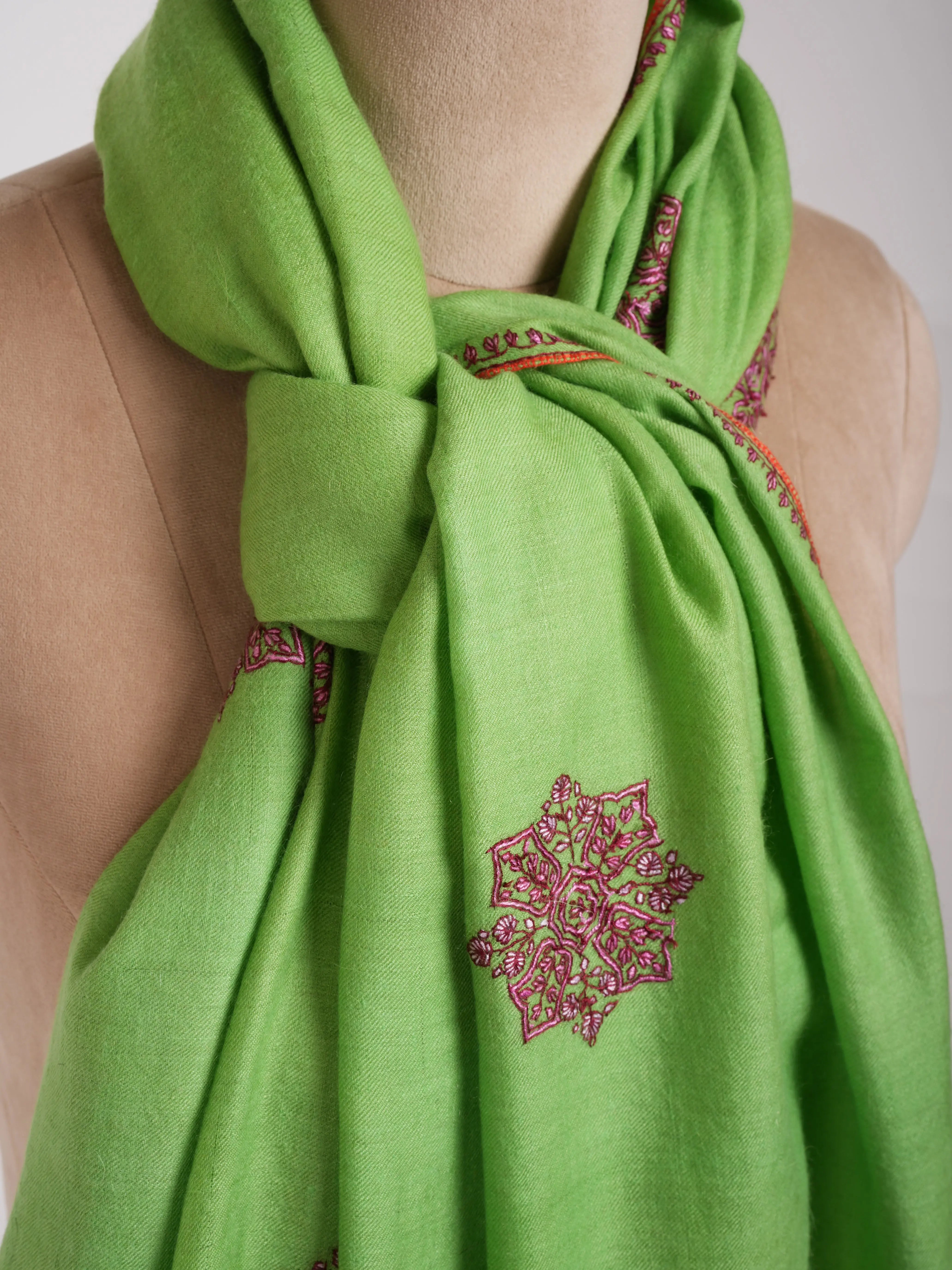 Booti Embroidered Love Bird Color Pure Pashmina Shawl Shahkaar