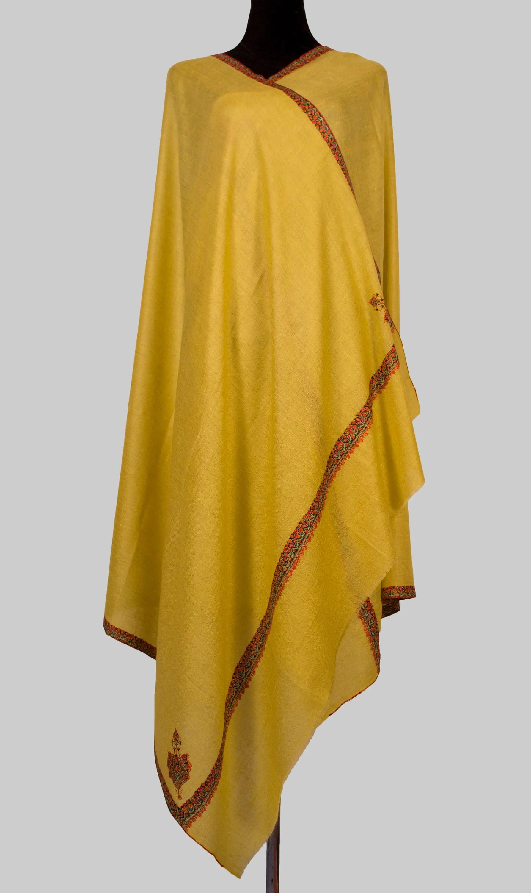 Border Hand Sozni Work Pure Pashmina/Cashmere Scarf/Shawl. Shahkaar