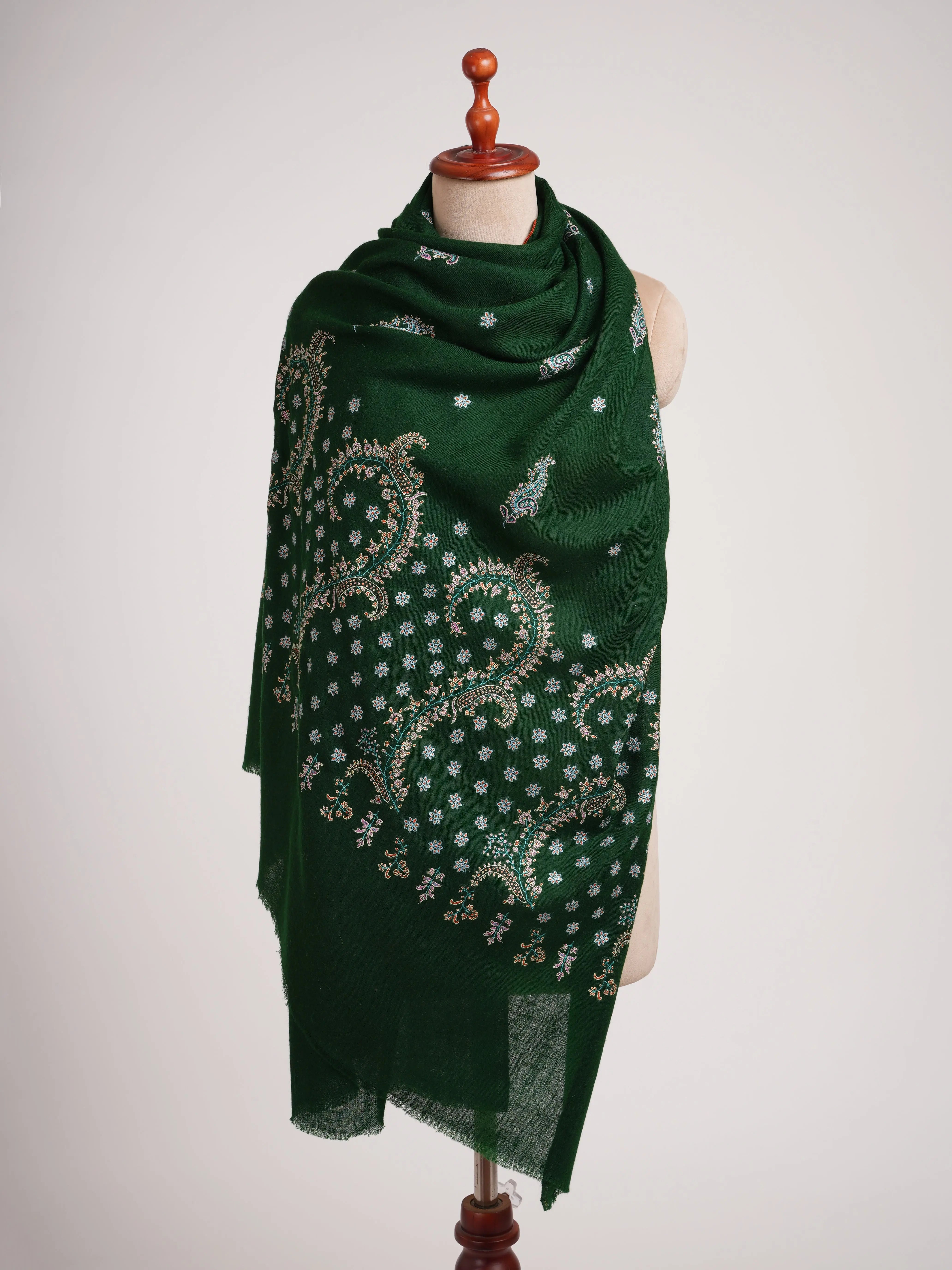 Bottle Green Soft Premium Pashmina Shawl Shahkaar