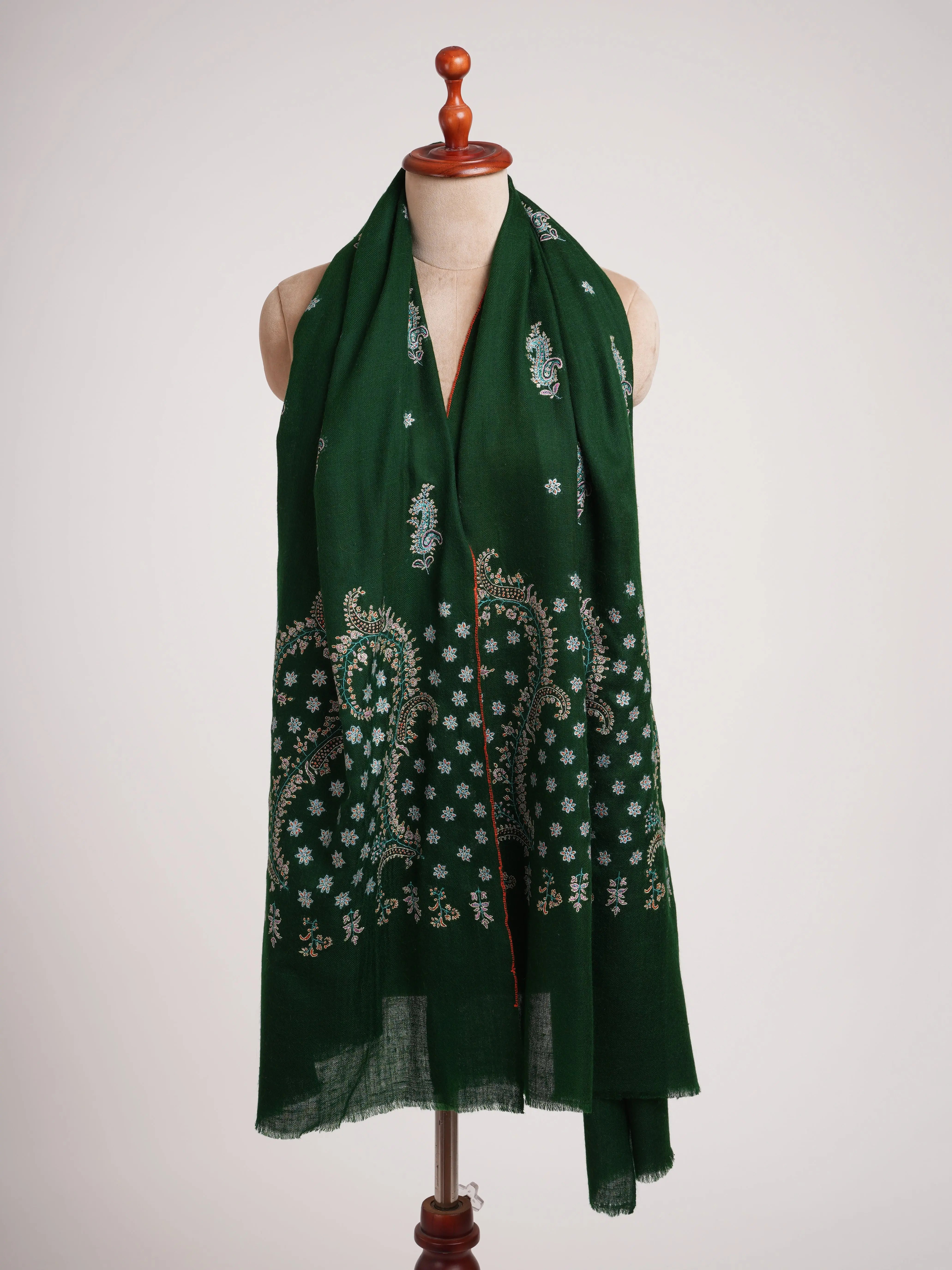 Bottle Green Soft Premium Pashmina Shawl Shahkaar