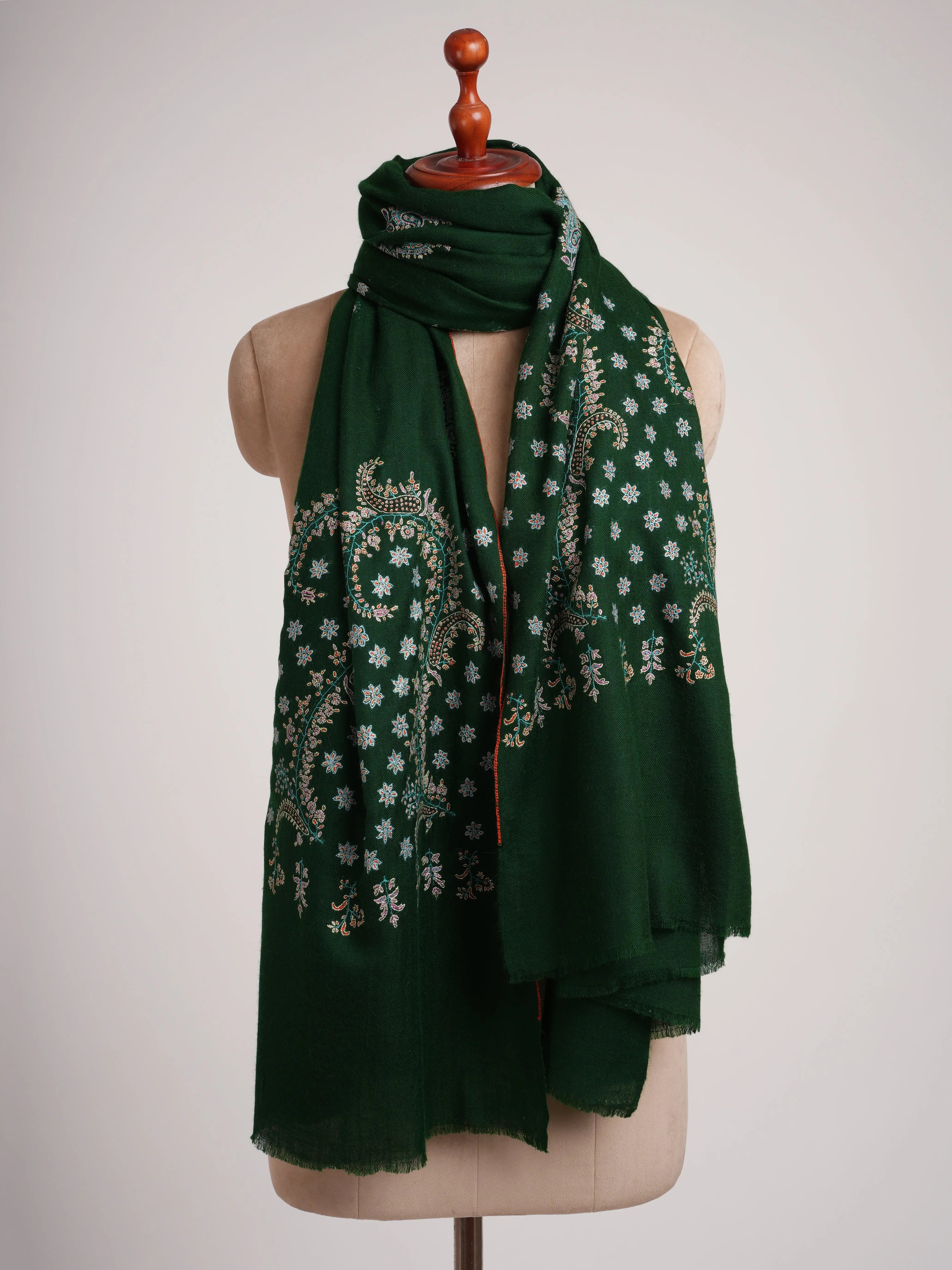 Bottle Green Soft Premium Pashmina Shawl Shahkaar