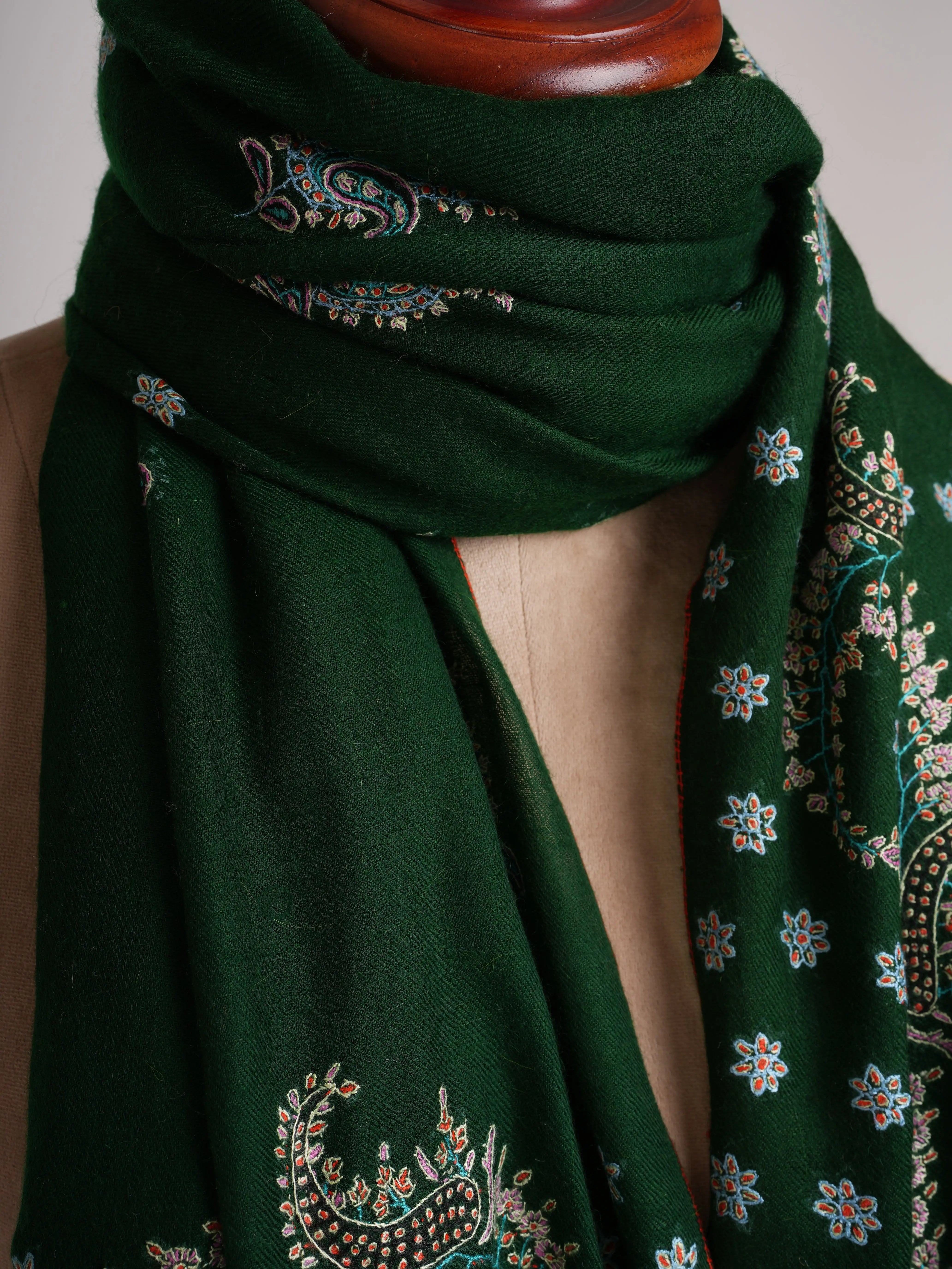Bottle Green Soft Premium Pashmina Shawl Shahkaar