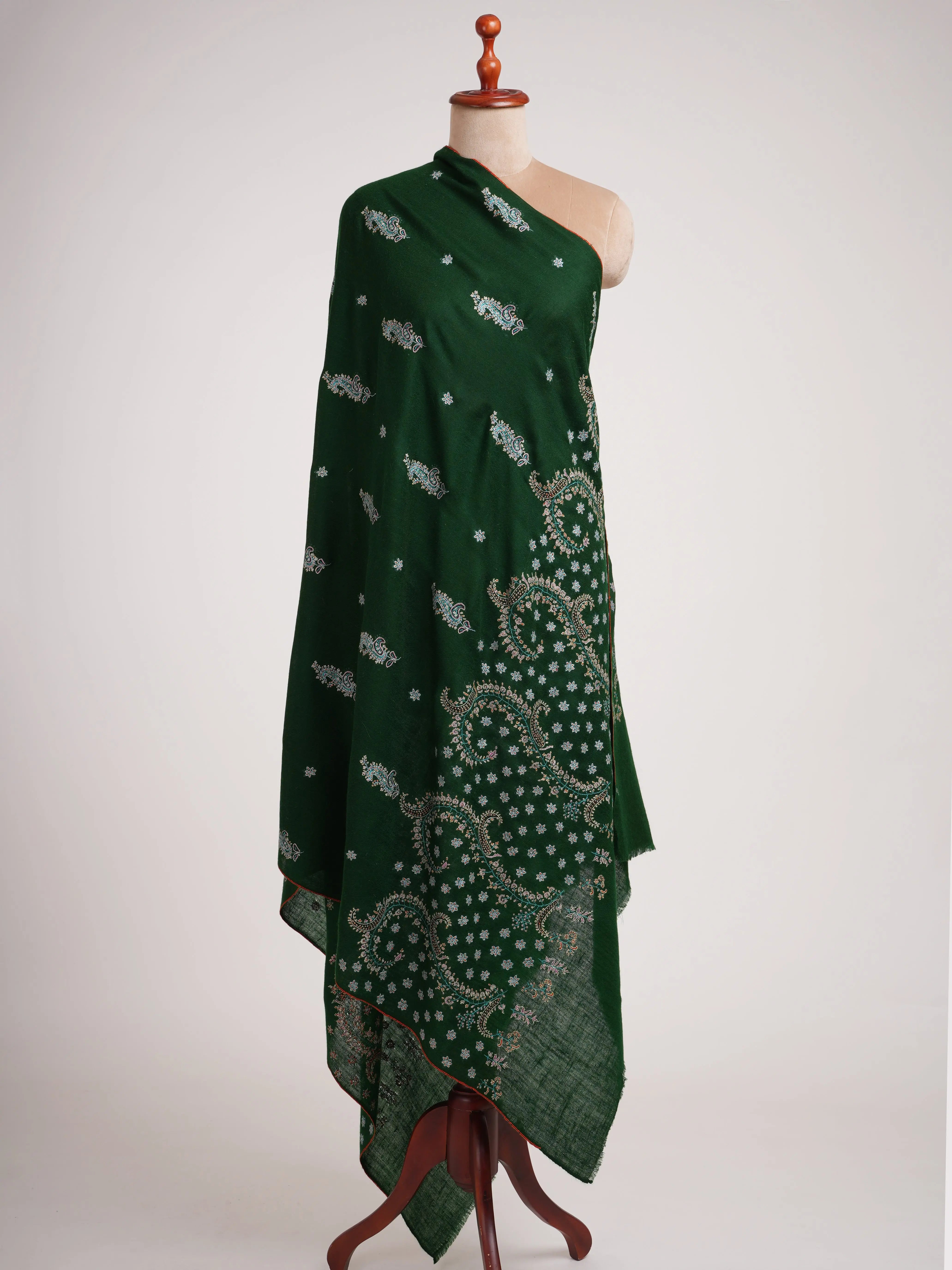 Bottle Green Soft Premium Pashmina Shawl Shahkaar