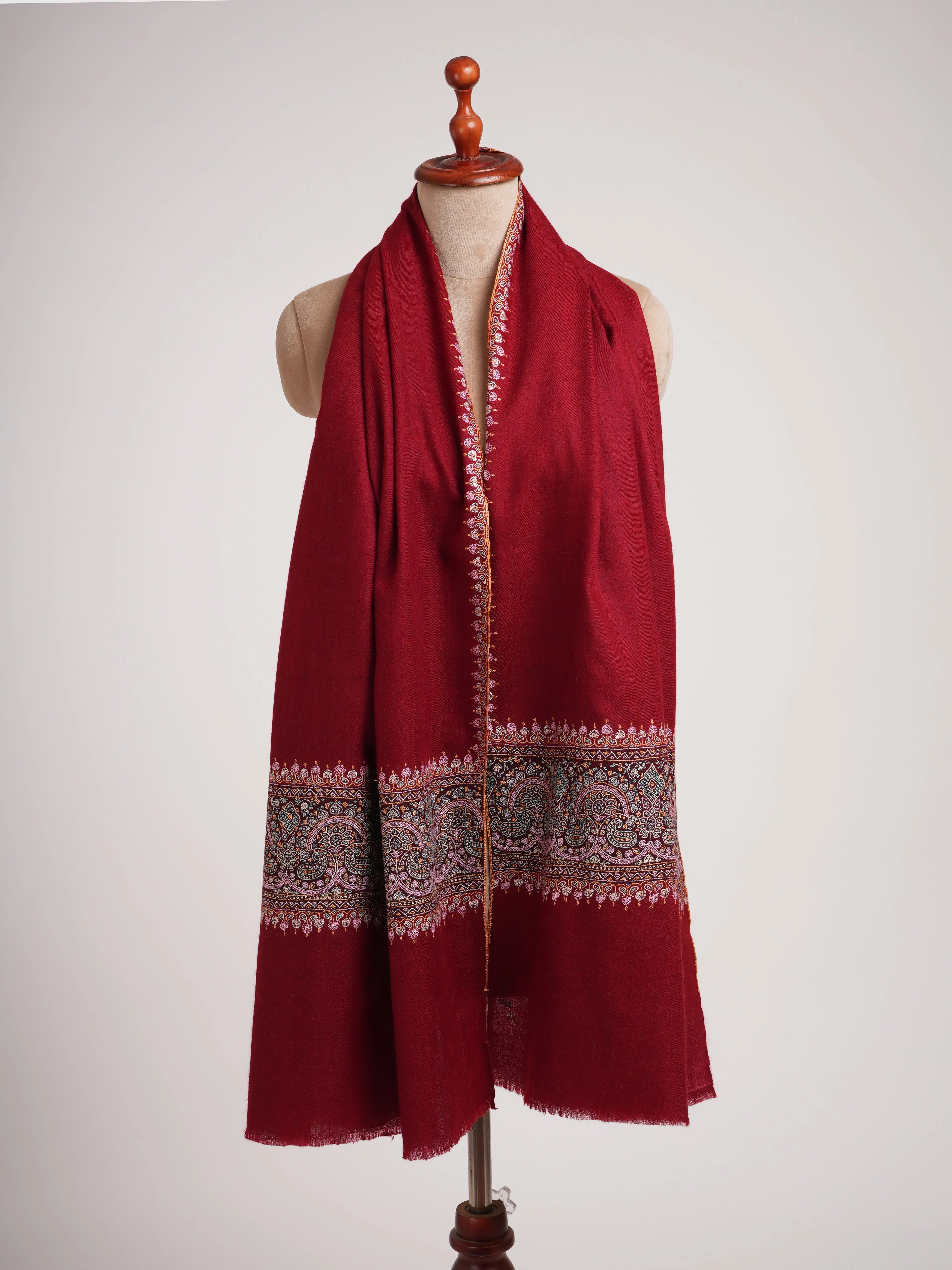 Burgundy Pashmina Shawl with Contrasting Palla Shahkaar