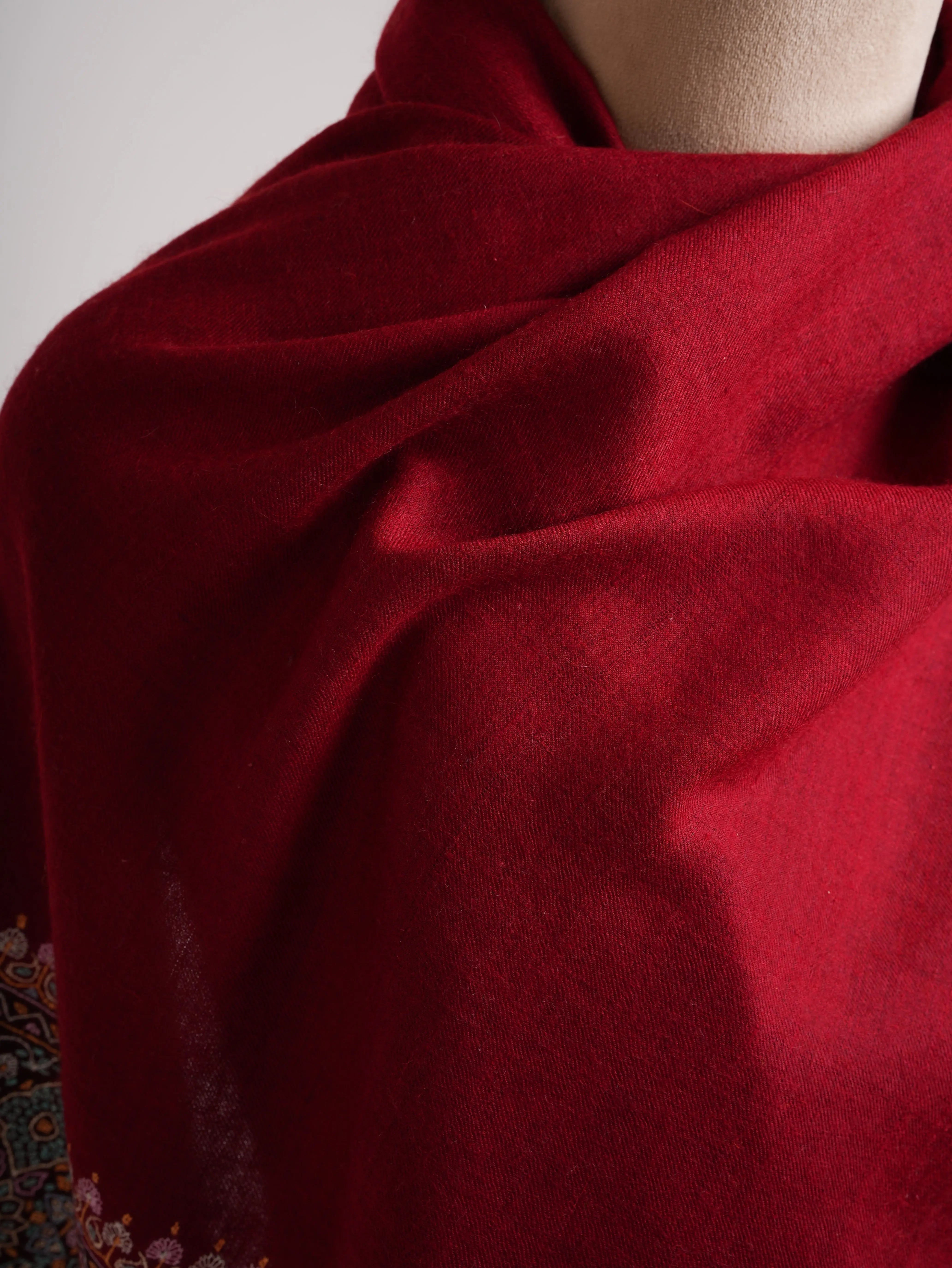 Burgundy Pashmina Shawl with Contrasting Palla Shahkaar