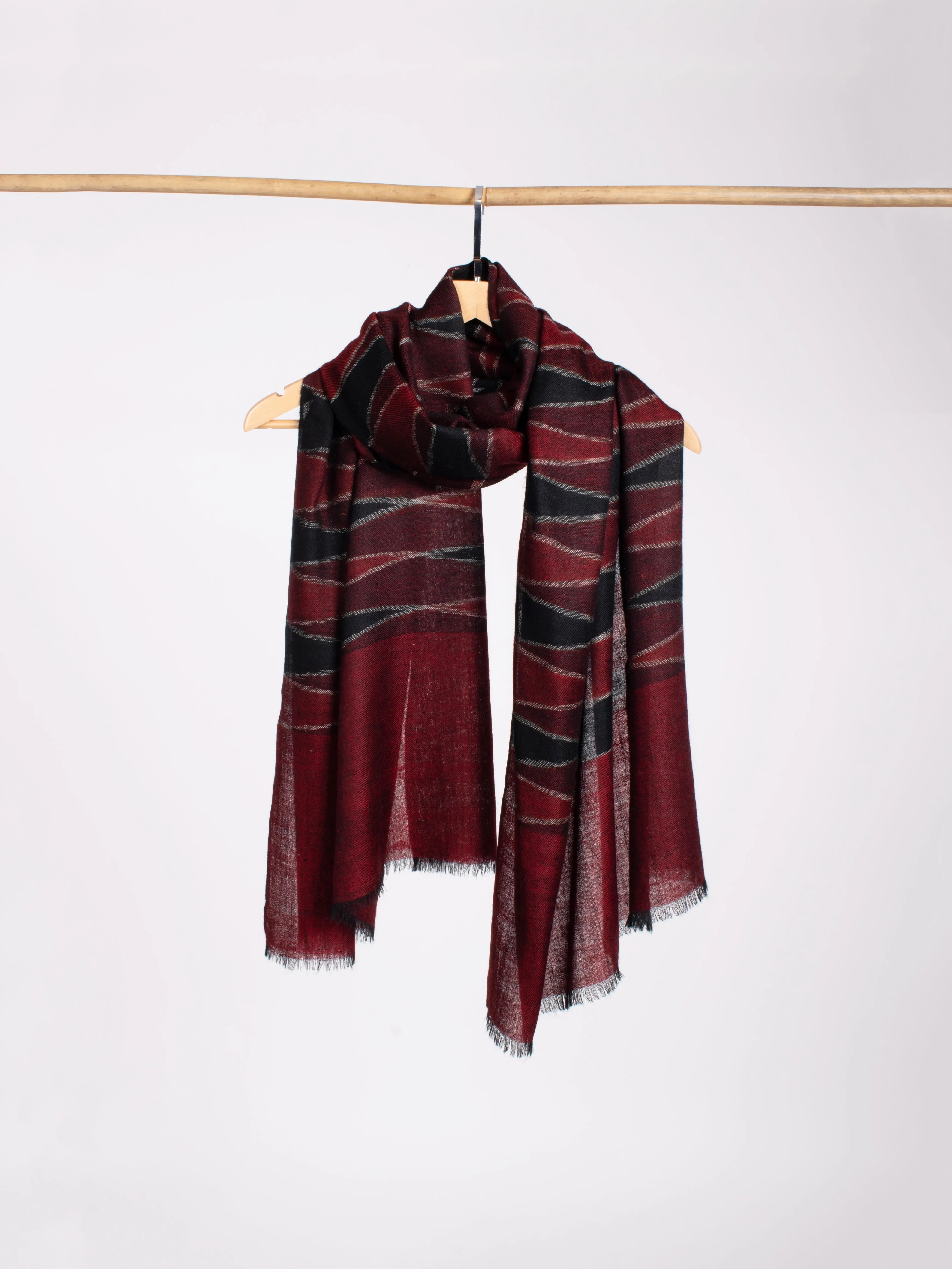 Burgundy and Bordeaux Cashmere Scarf Shahkaar