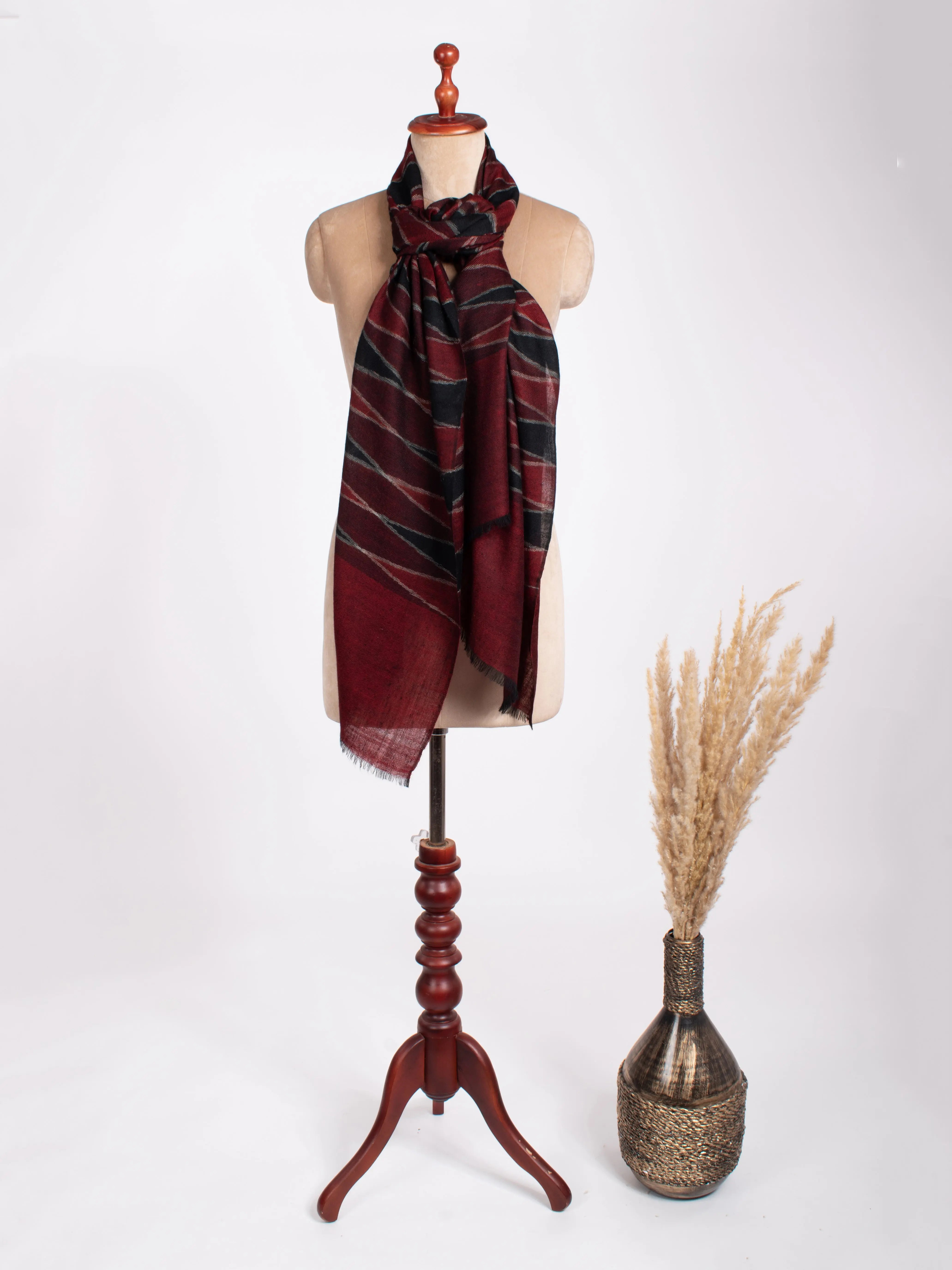Burgundy and Bordeaux Cashmere Scarf Shahkaar