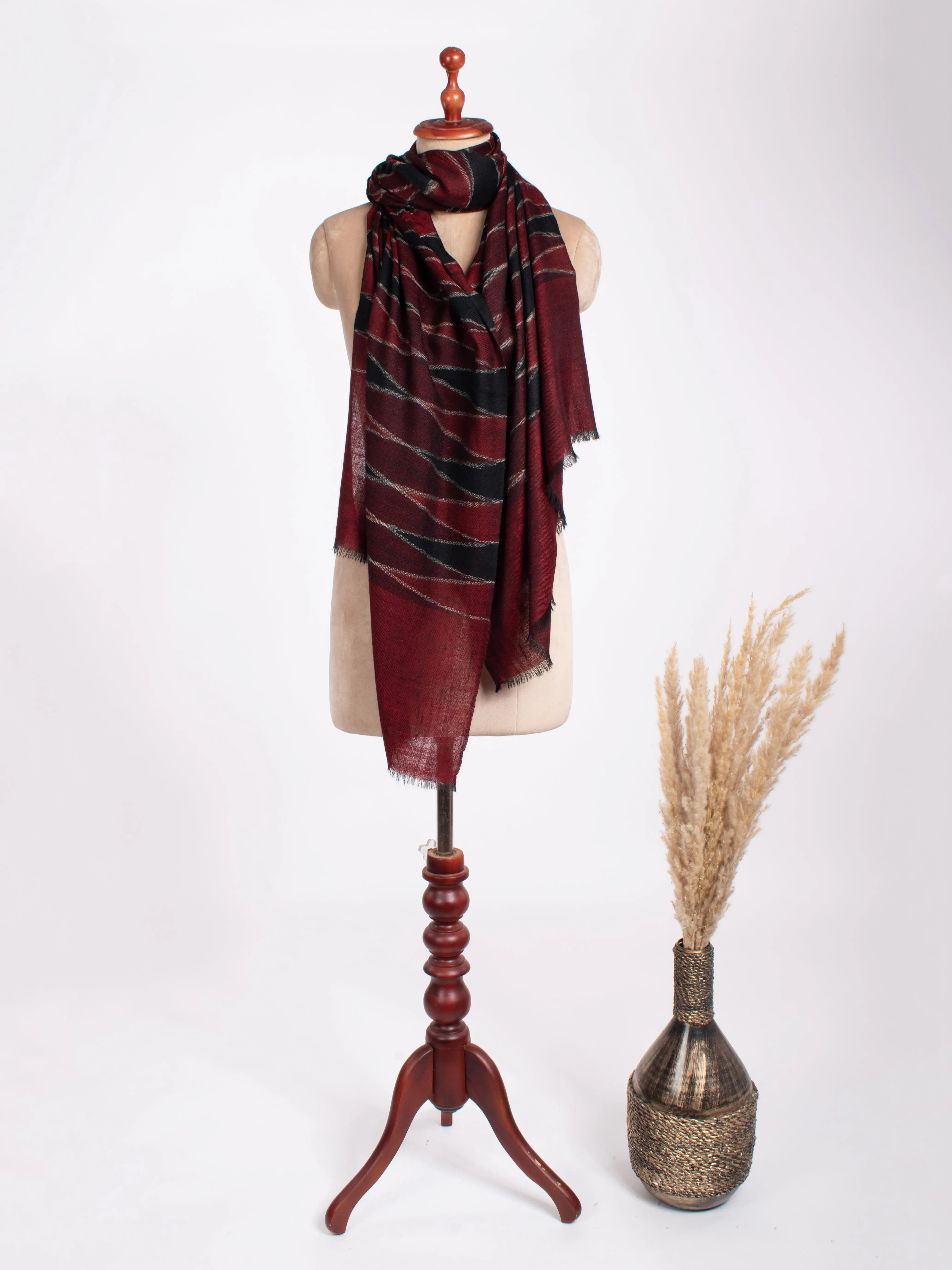 Burgundy and Bordeaux Cashmere Scarf Shahkaar