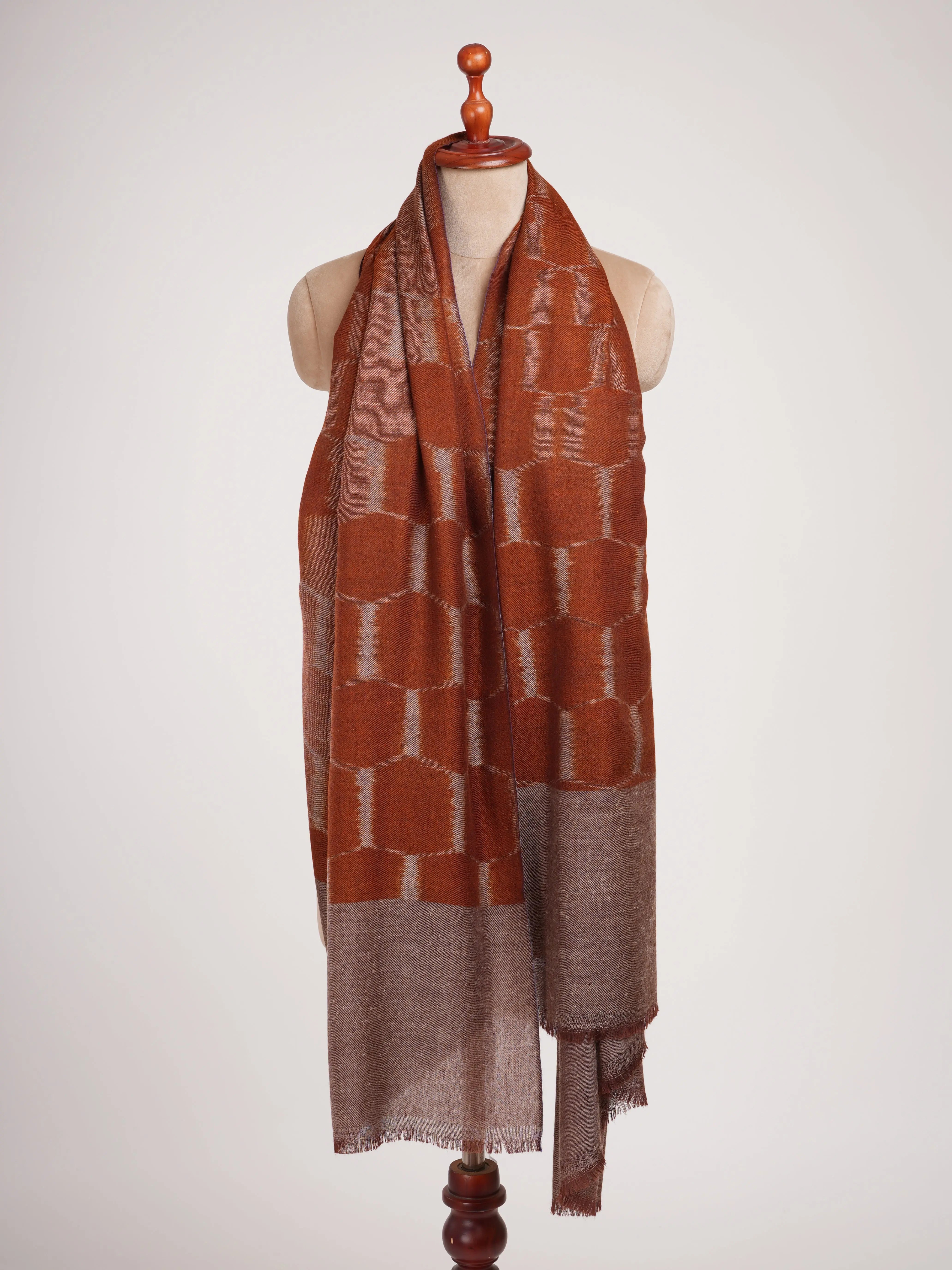 Burnt Orange Handwoven Pashmina Shawl Shahkaar