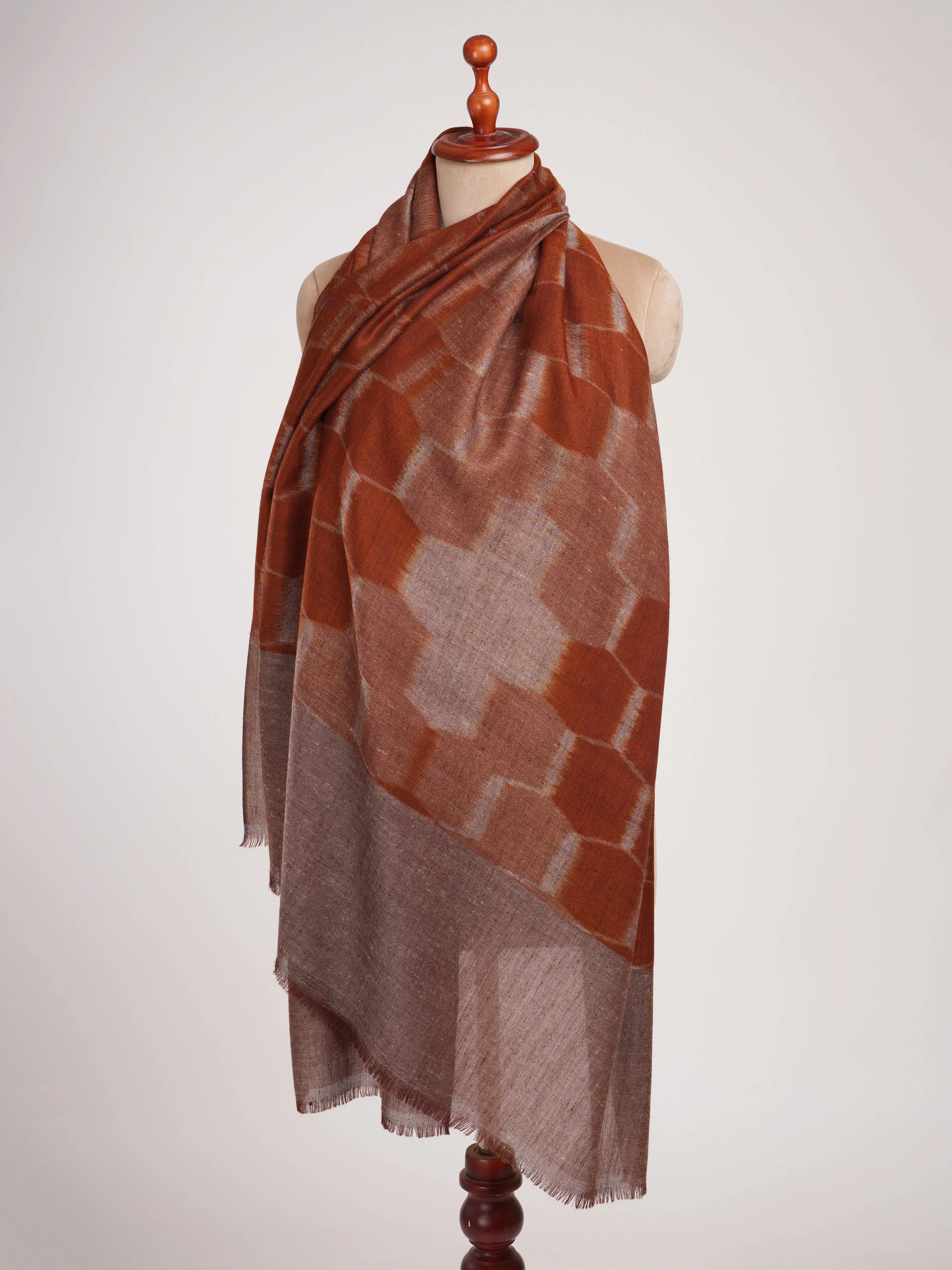 Burnt Orange Handwoven Pashmina Shawl Shahkaar