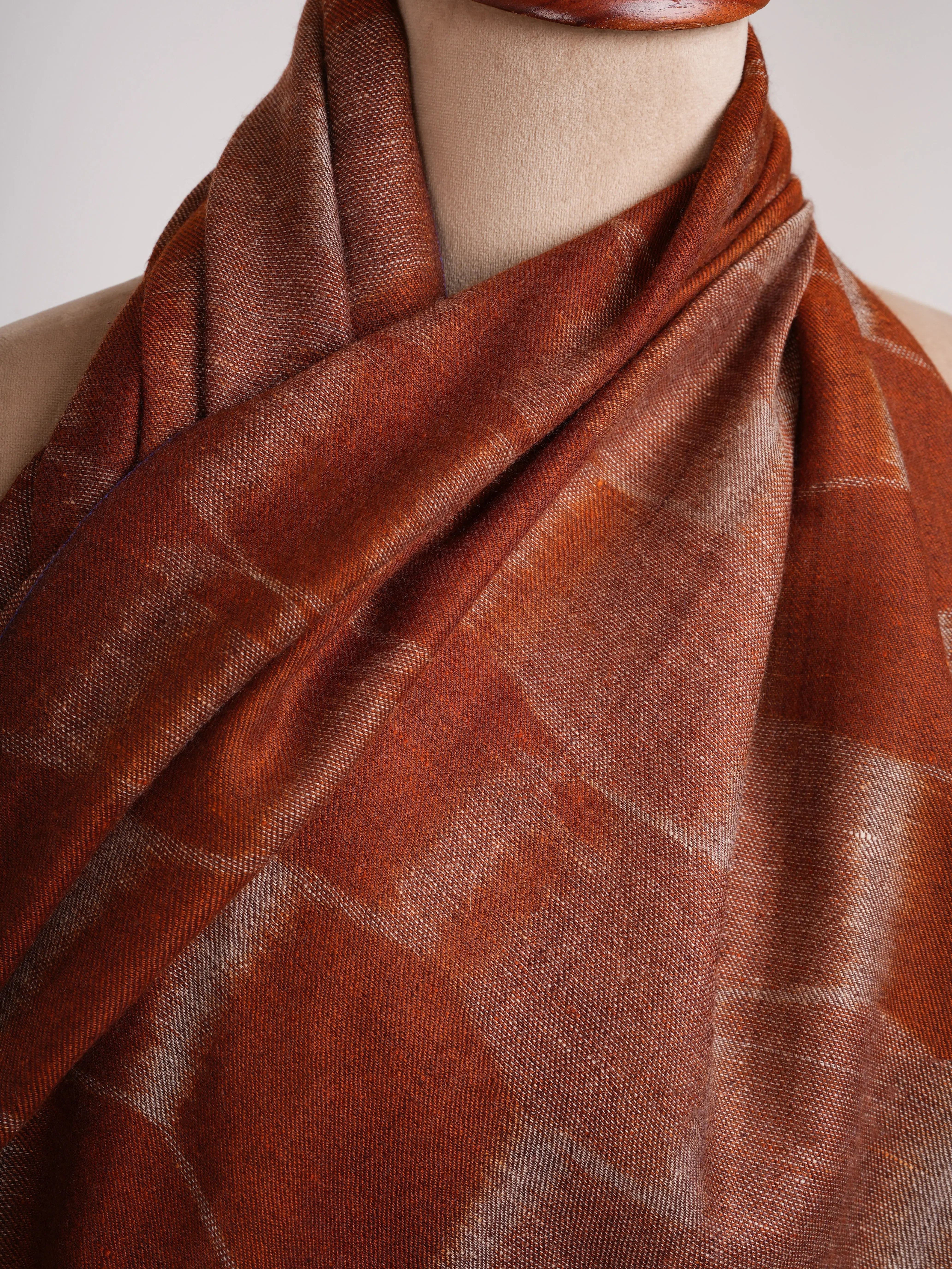 Burnt Orange Handwoven Pashmina Shawl Shahkaar