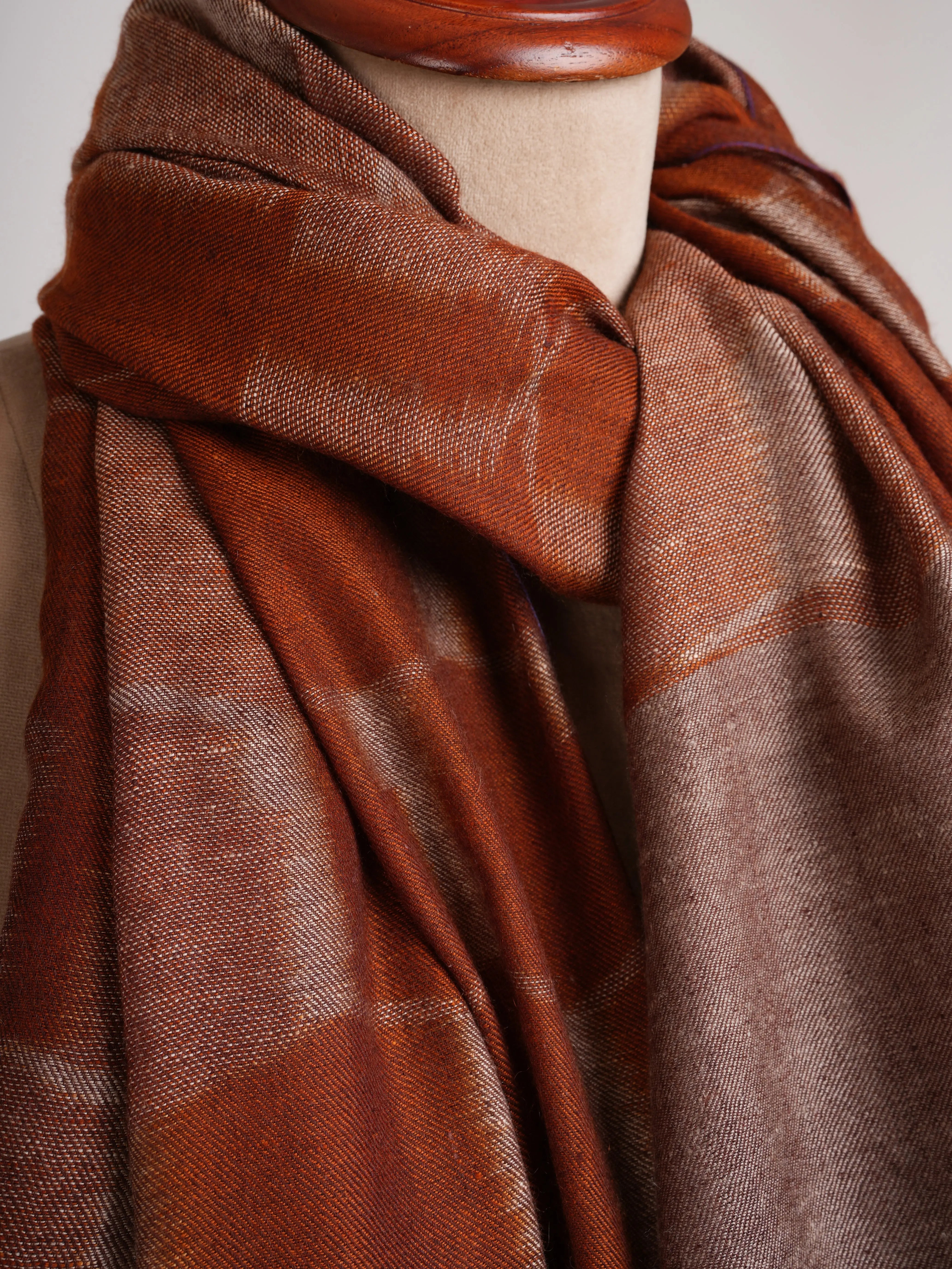 Burnt Orange Handwoven Pashmina Shawl Shahkaar