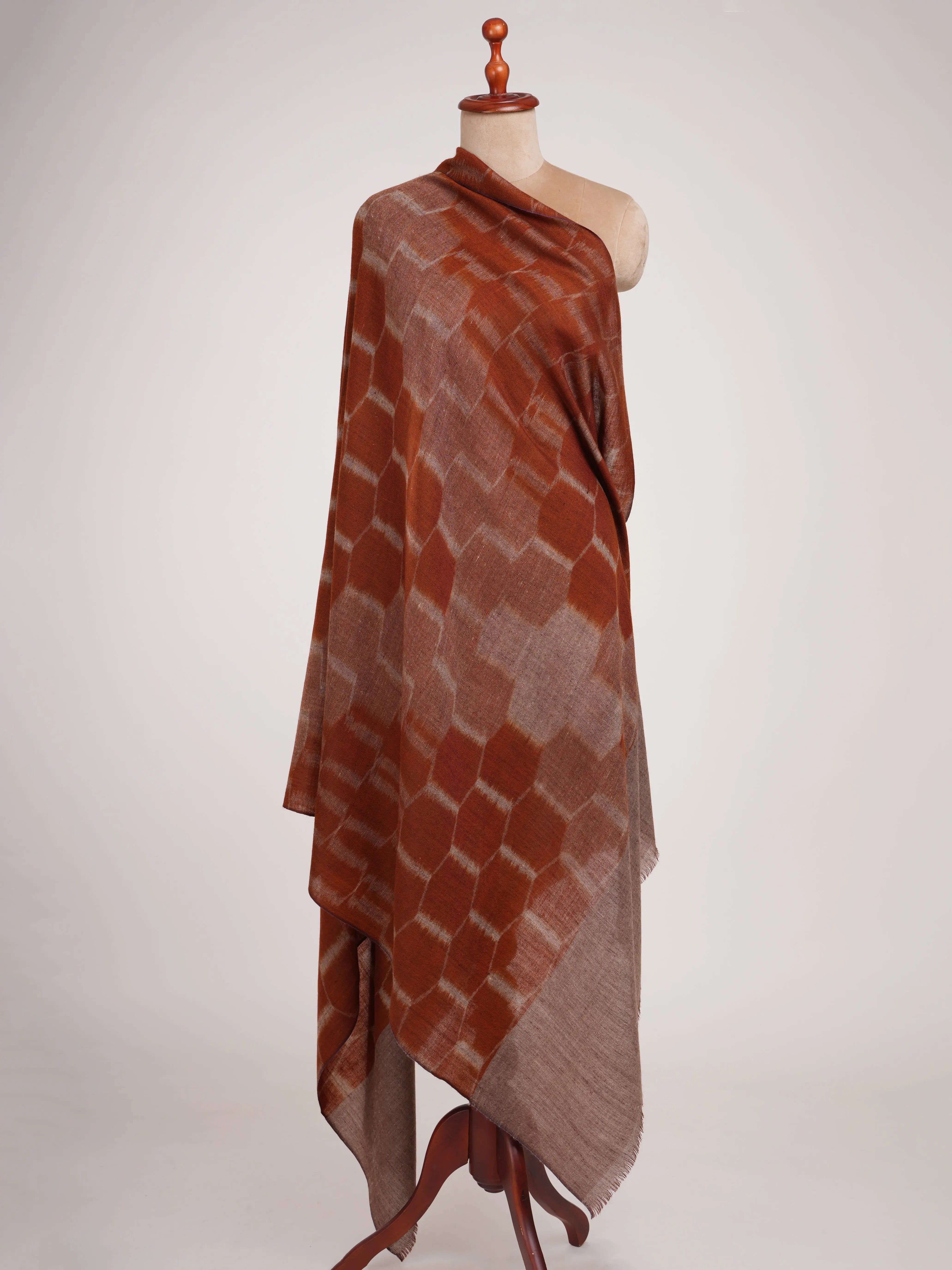 Burnt Orange Handwoven Pashmina Shawl Shahkaar