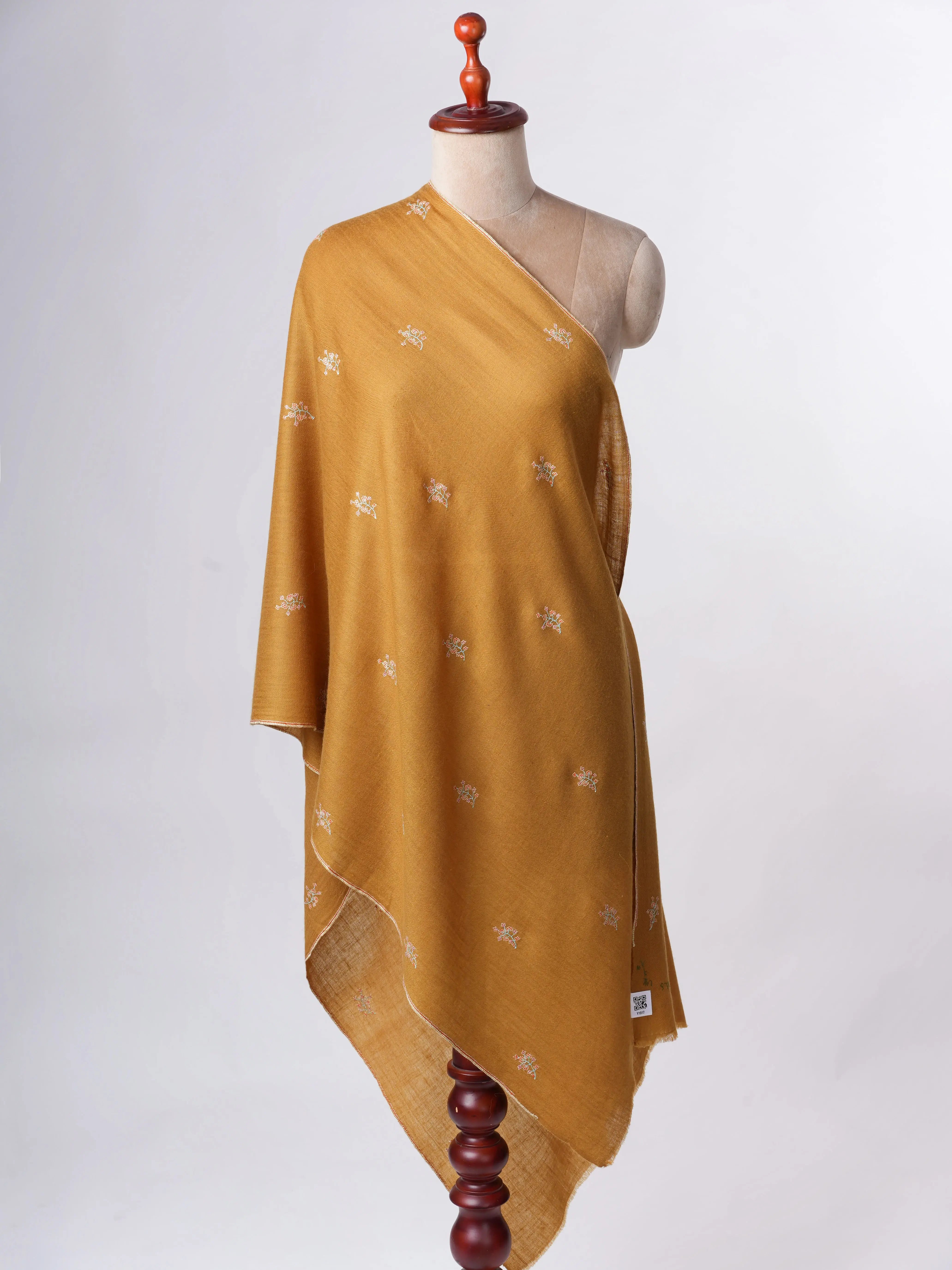 Buteh Embroidered Baby Soft Cashmere Scarf – Handcrafted Luxury from Kashmir Shahkaar