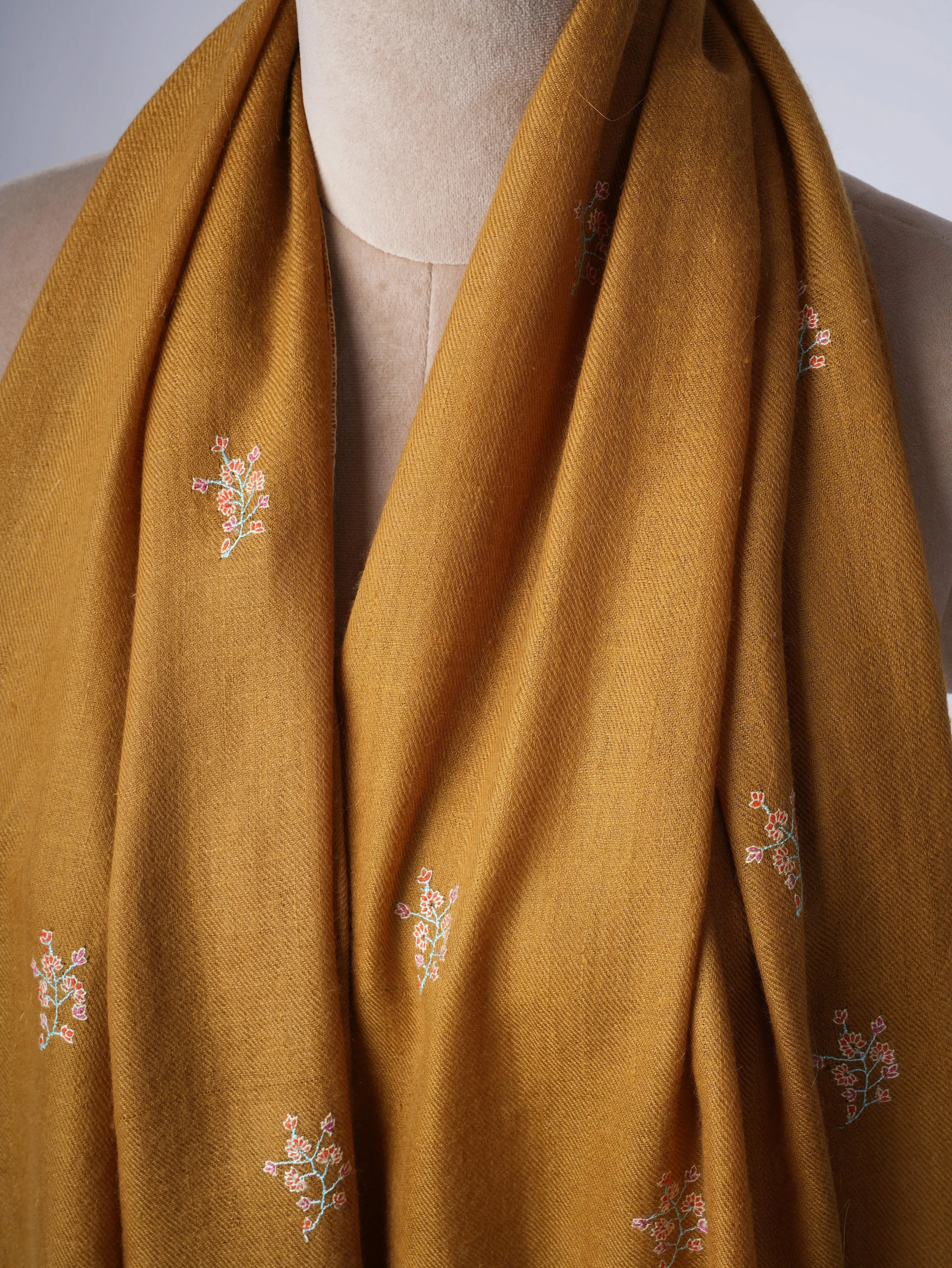 Buteh Embroidered Baby Soft Cashmere Scarf – Handcrafted Luxury from Kashmir Shahkaar