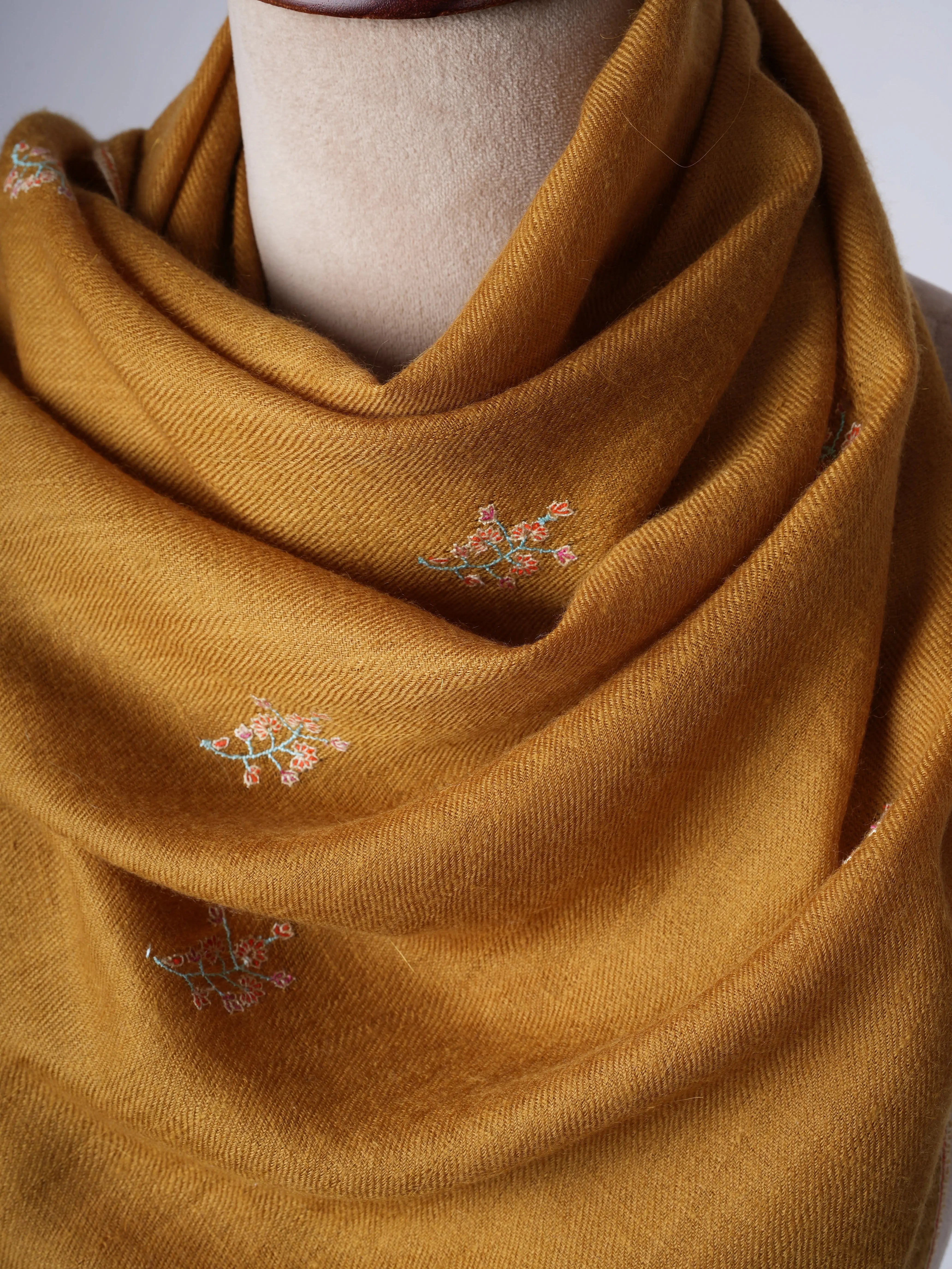Buteh Embroidered Baby Soft Cashmere Scarf – Handcrafted Luxury from Kashmir Shahkaar