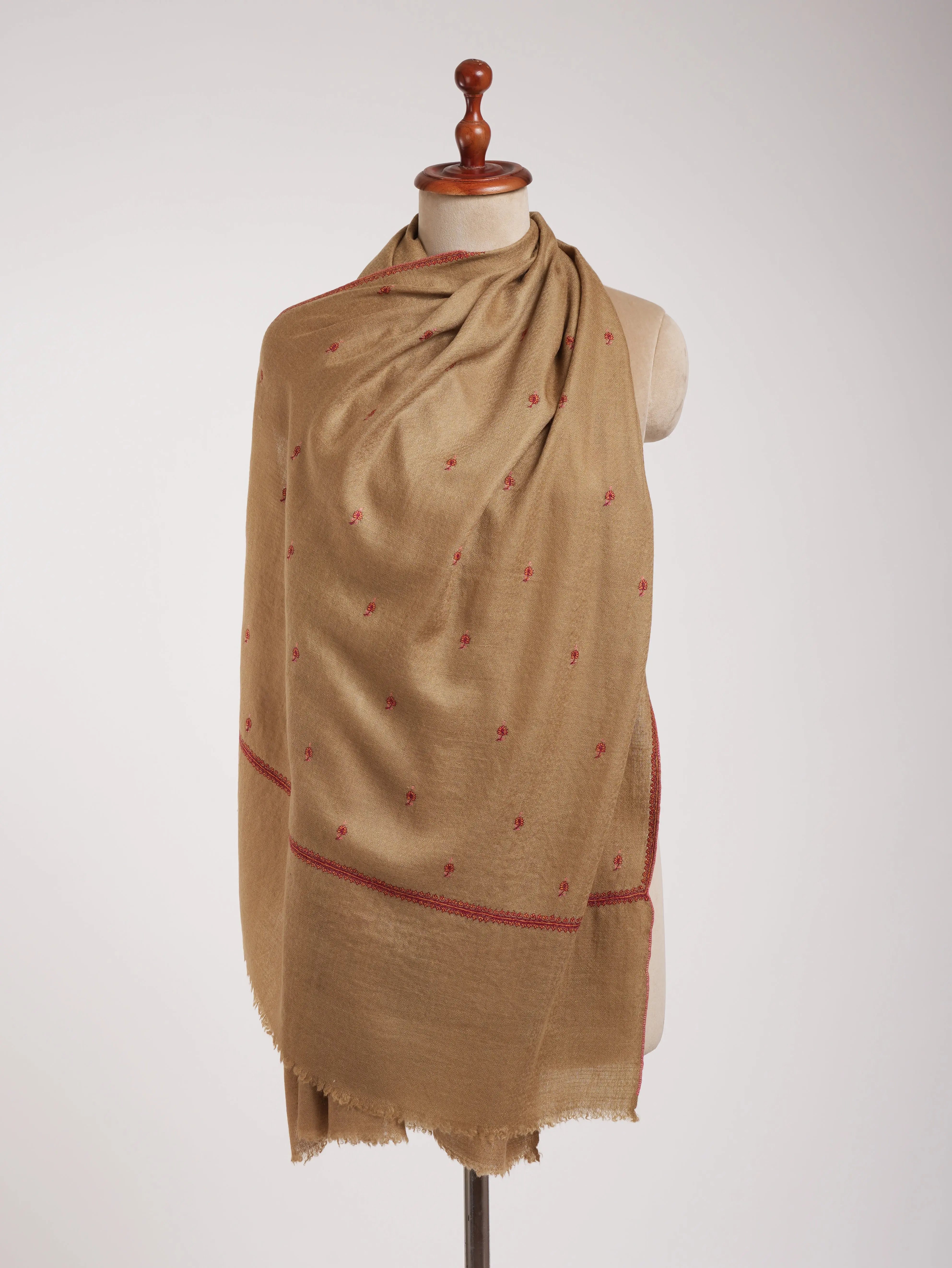 Buteh Embroidered Soft Doe Cashmere Scarf Shahkaar