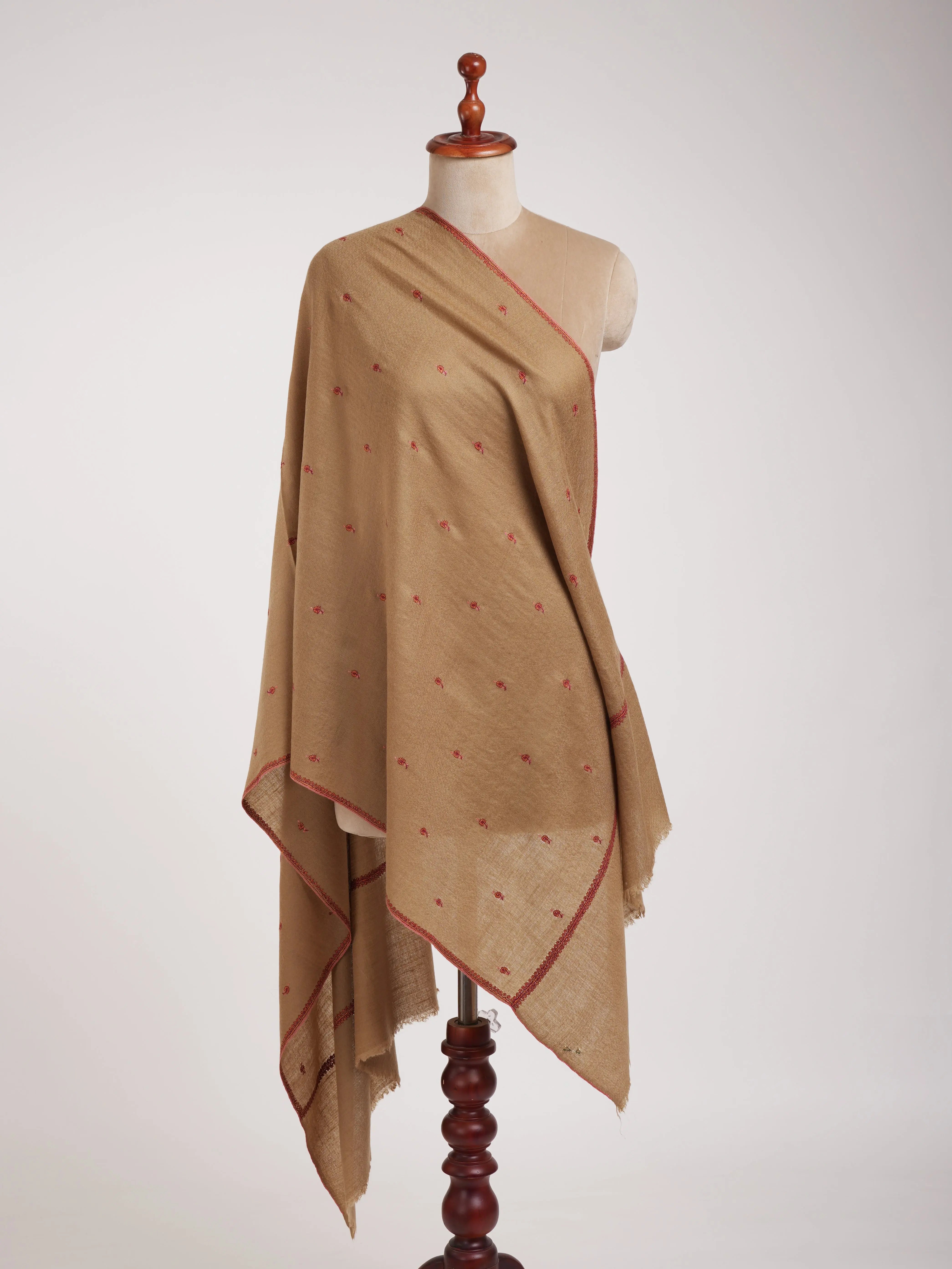 Buteh Embroidered Soft Doe Cashmere Scarf Shahkaar