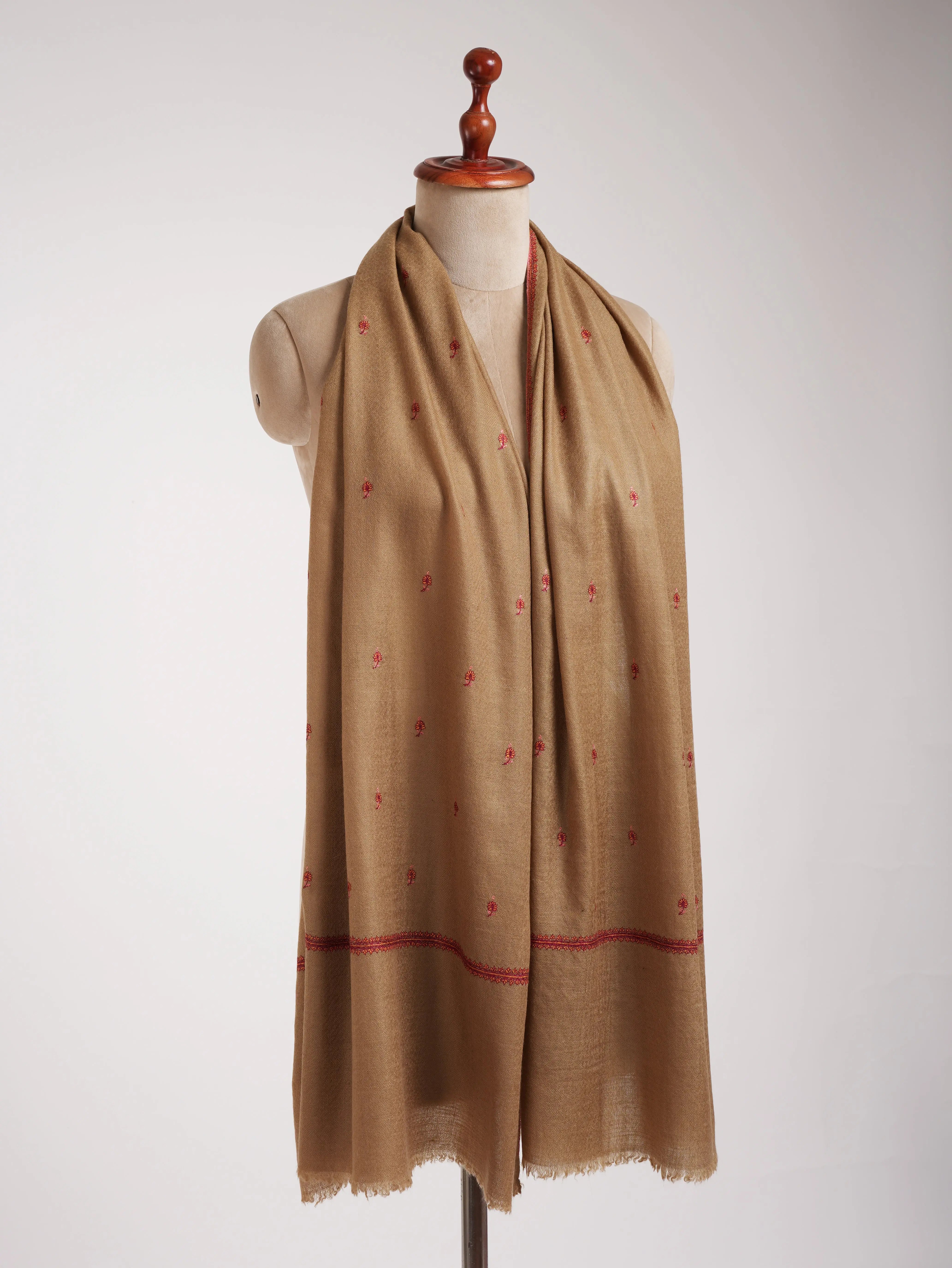 Buteh Embroidered Soft Doe Cashmere Scarf Shahkaar