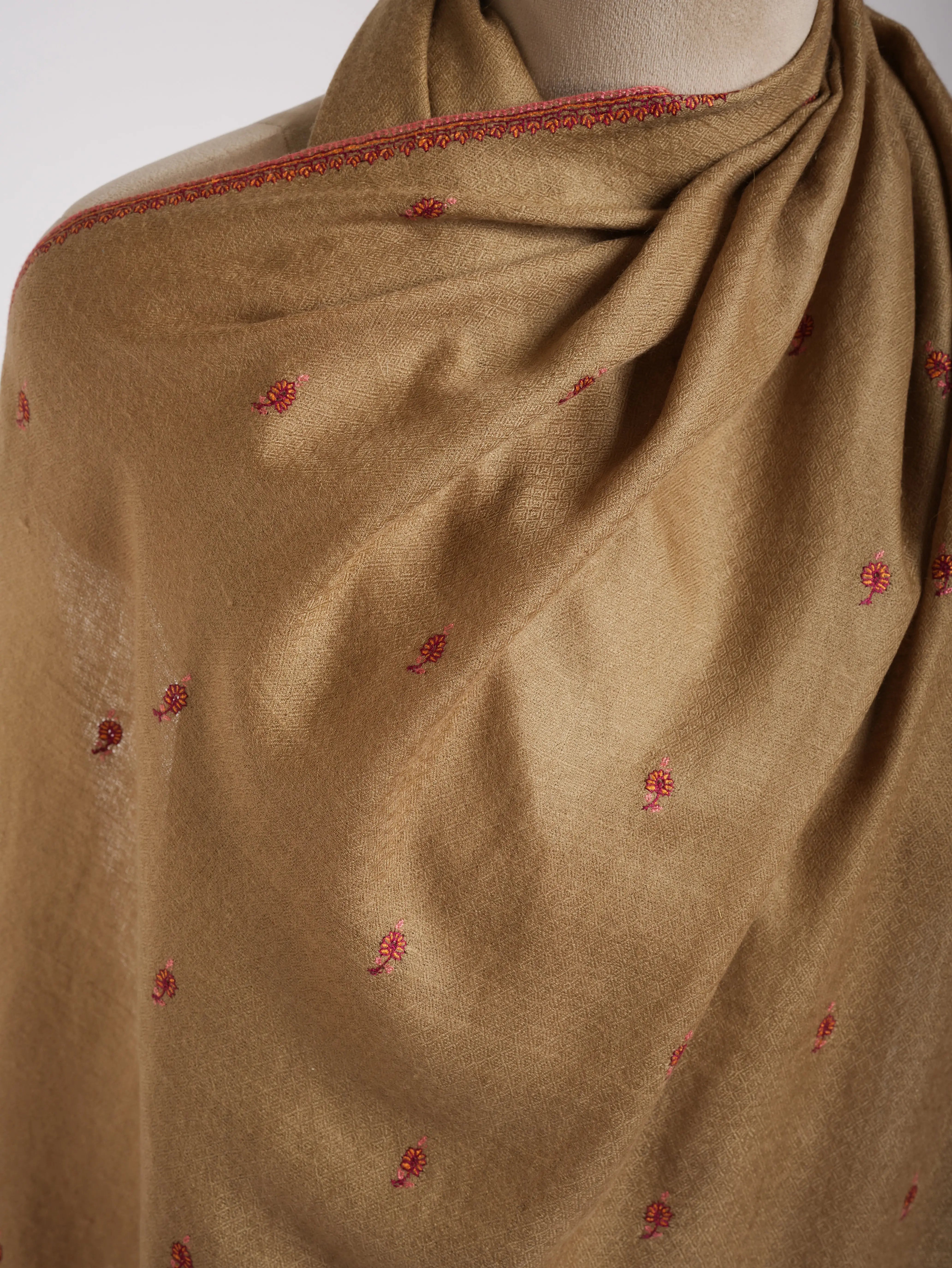 Buteh Embroidered Soft Doe Cashmere Scarf Shahkaar