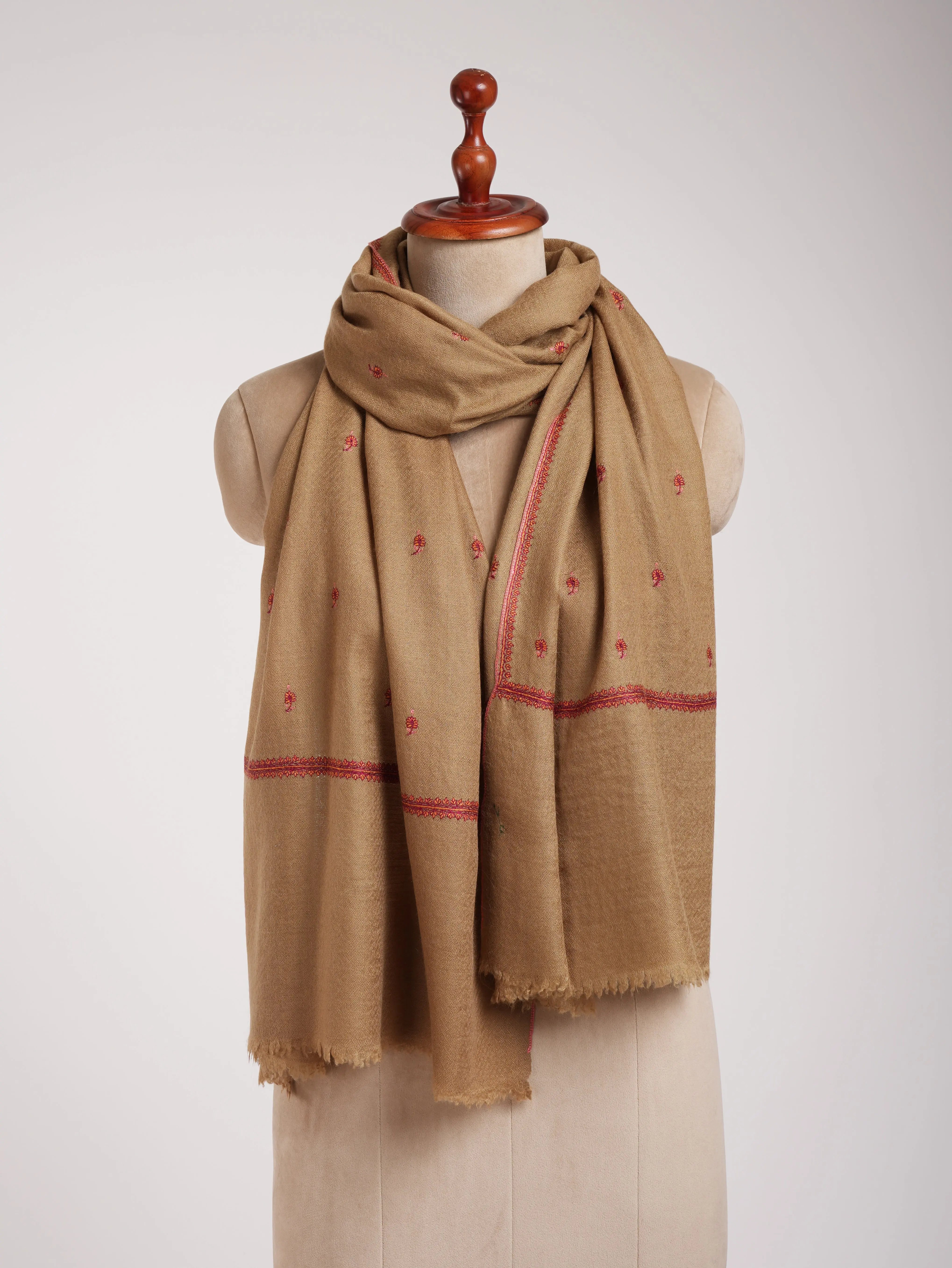 Buteh Embroidered Soft Doe Cashmere Scarf Shahkaar