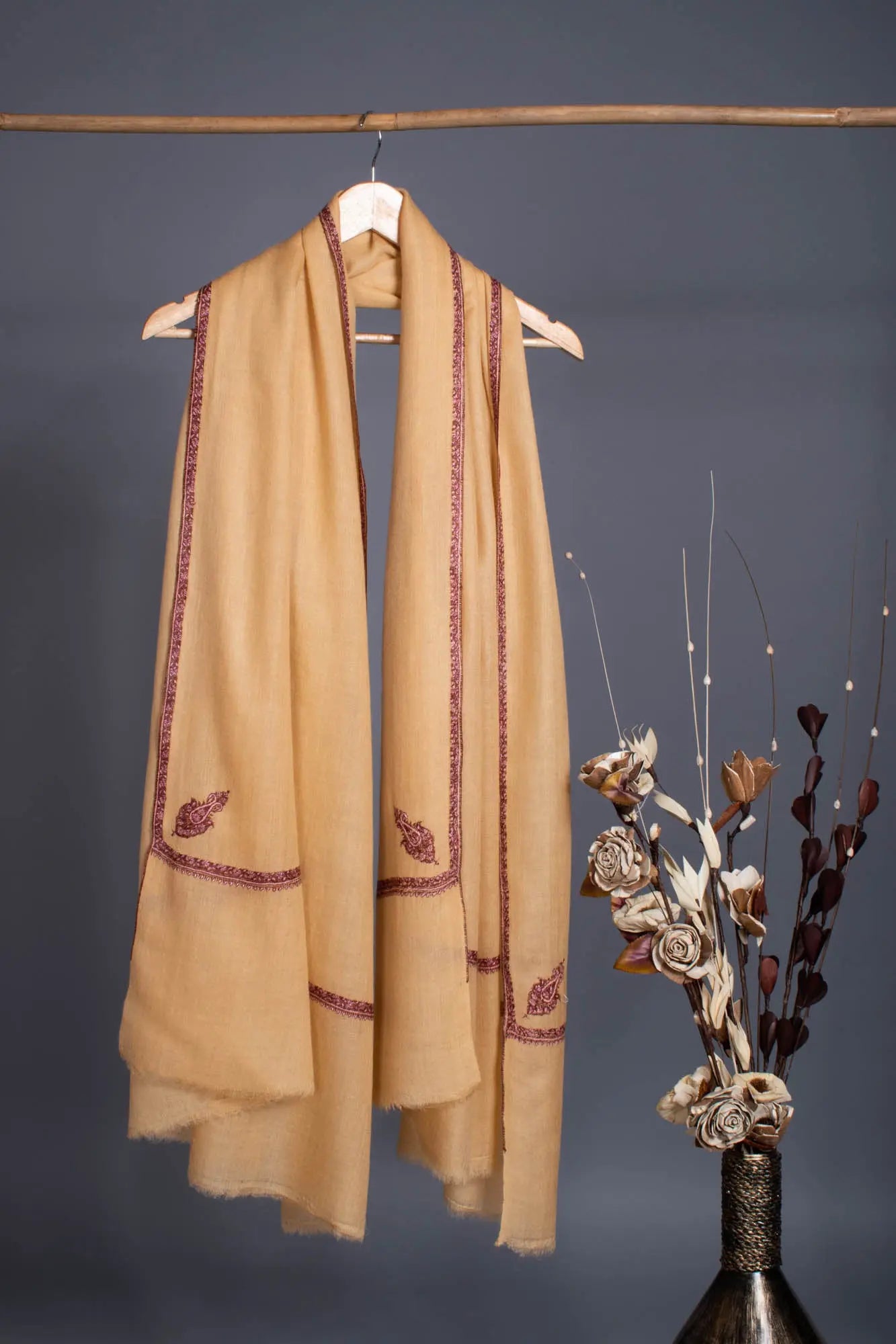 Butter Scotch Bail Motif Super Soft Pashmina Wrap - BEGINNING Shahkaar