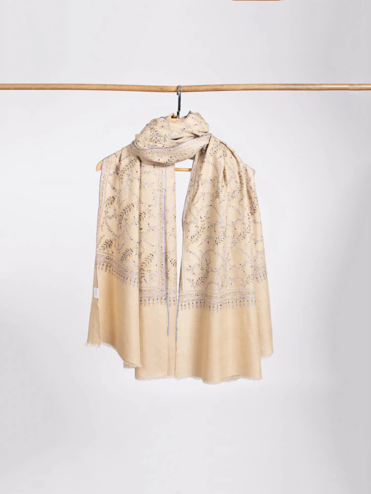 Buttermilk Floral Pashmina Wrap - SHAM Shahkaar