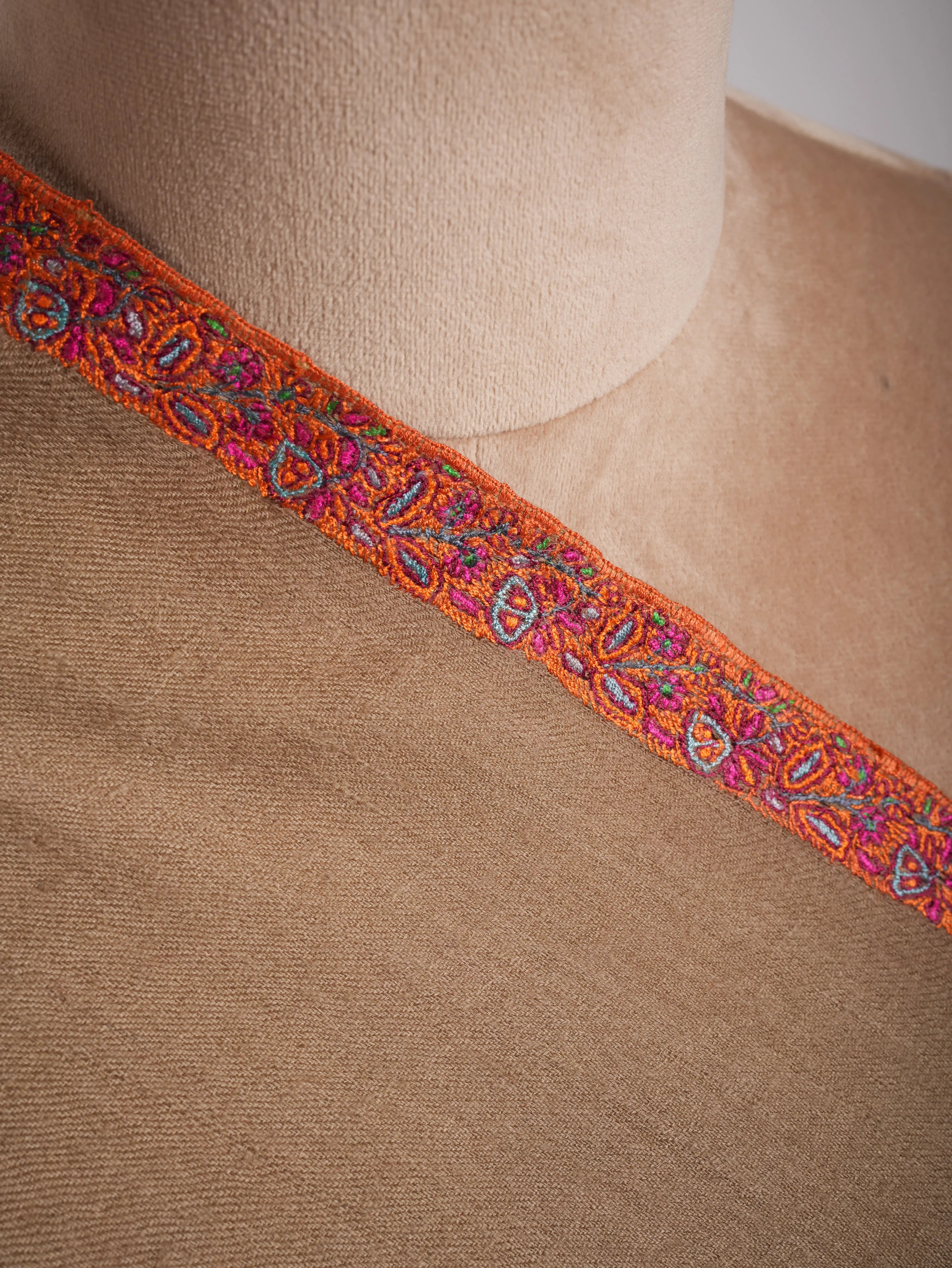 Butterum Color Hashia Pure Pashmina Embroidered Shawl Shahkaar