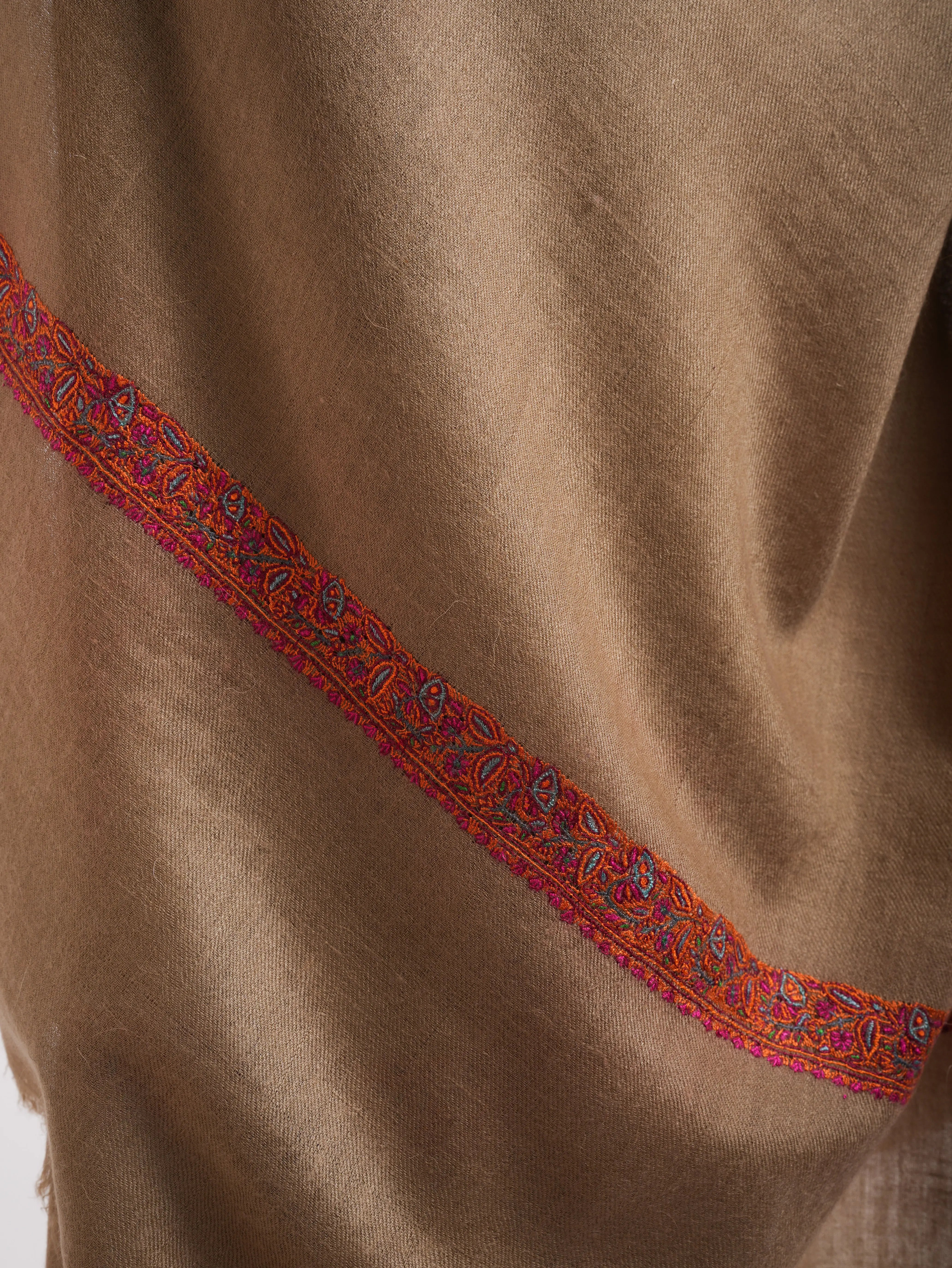 Butterum Color Hashia Pure Pashmina Embroidered Shawl Shahkaar