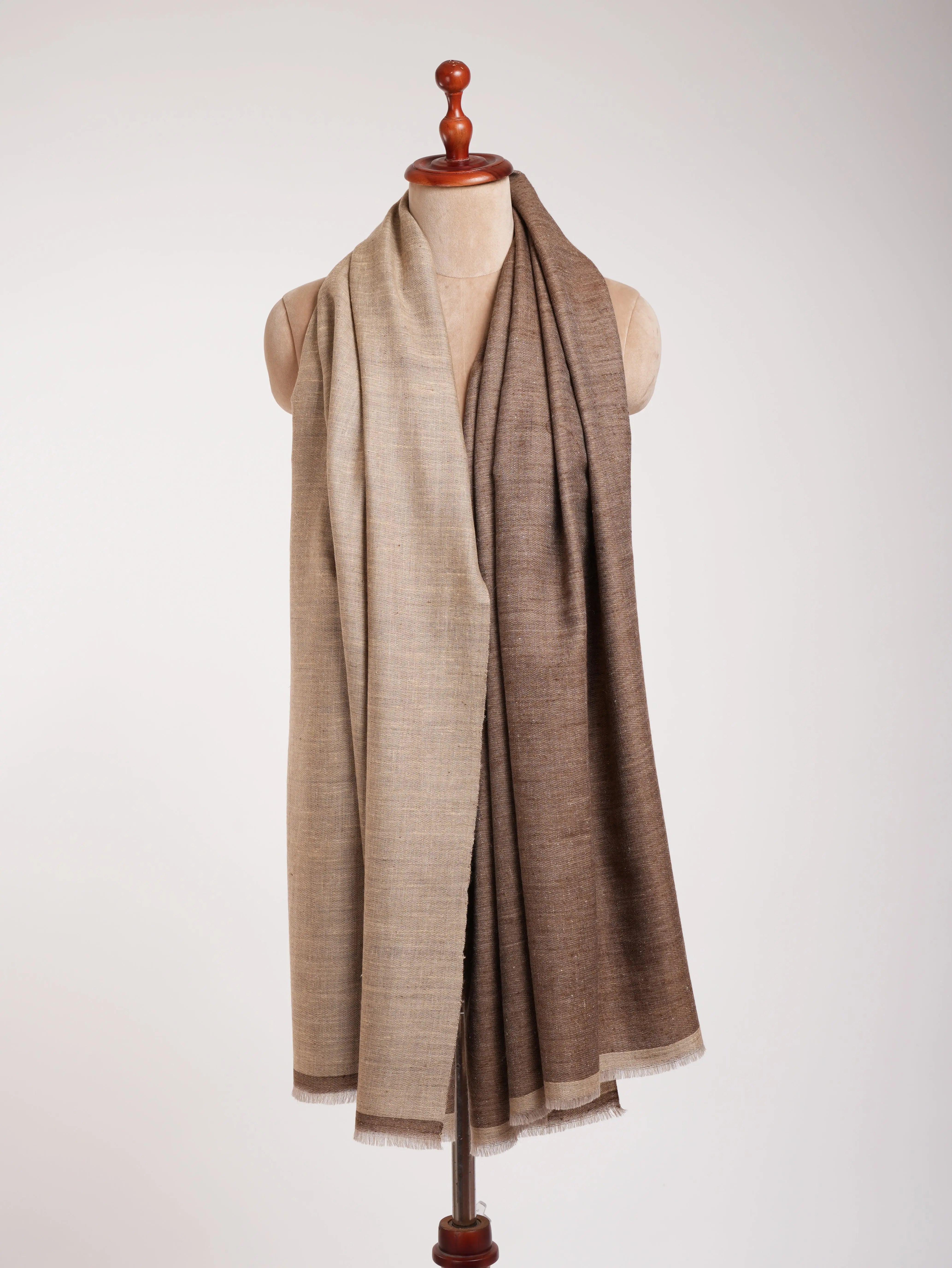 Caramel Cafe and Creame Dual Shade Pashmina Shawl Shahkaar