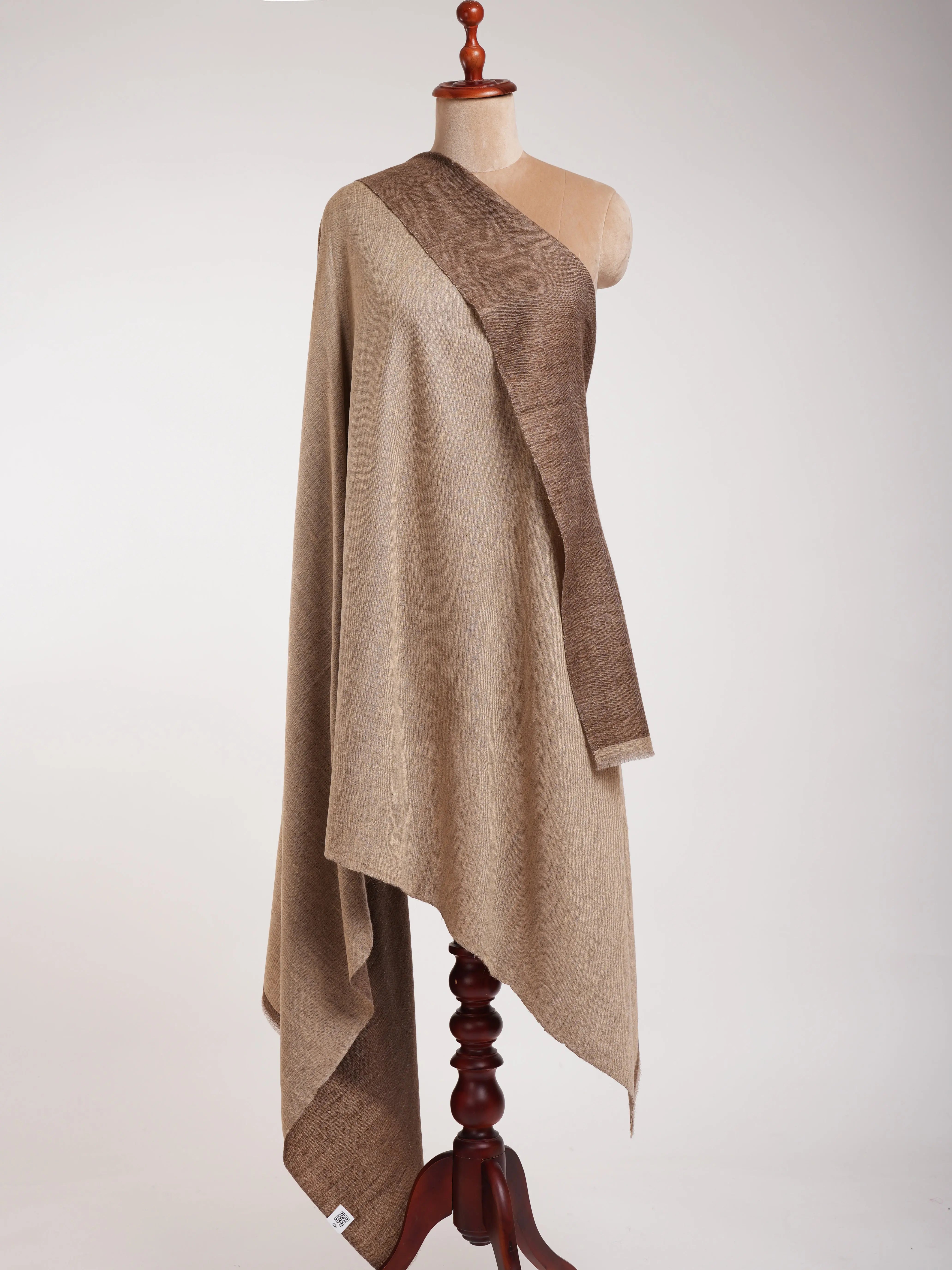 Caramel Cafe and Creame Dual Shade Pashmina Shawl Shahkaar