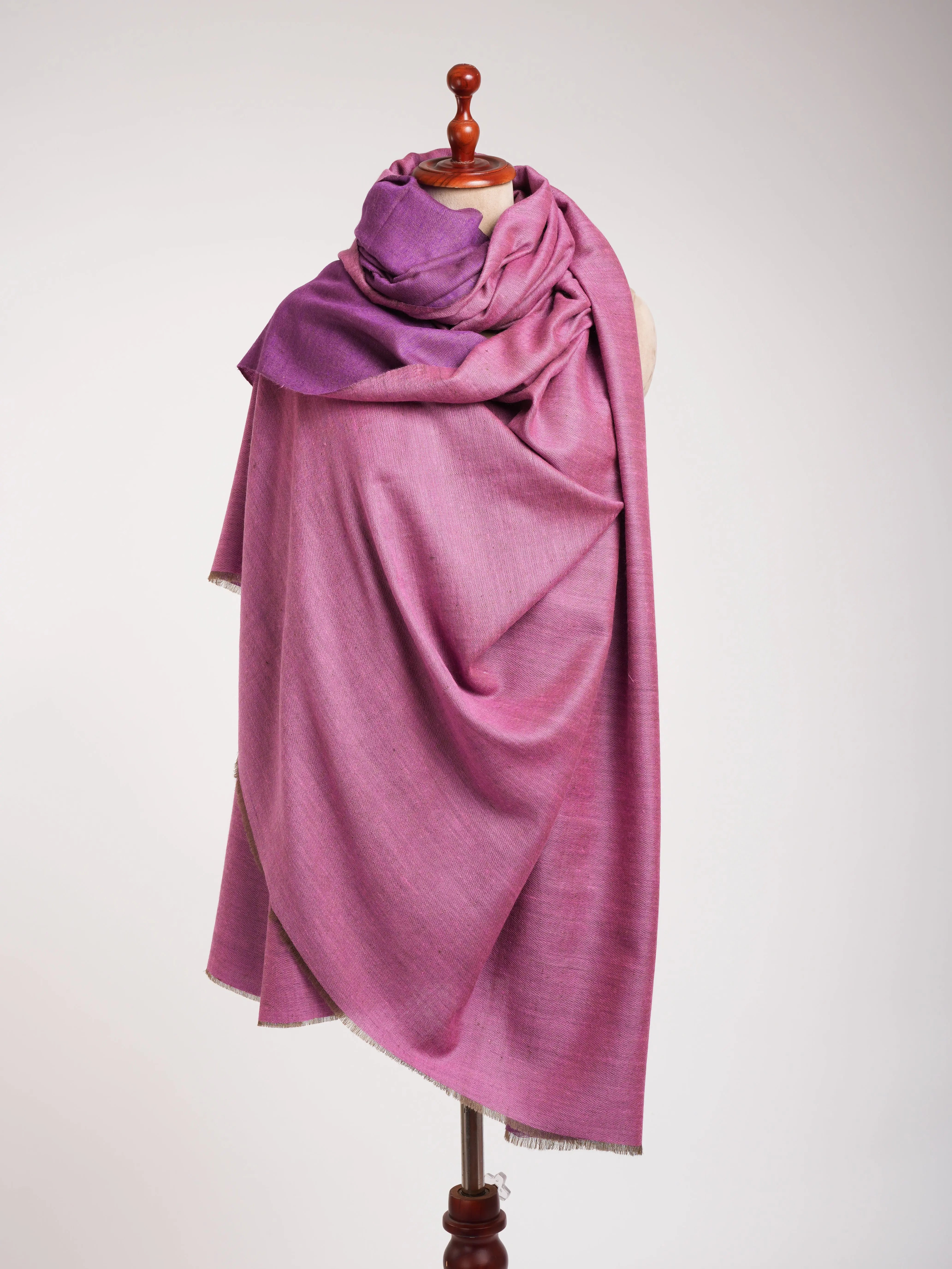 Carmine Rose and African Violet Dual Shade Oversized Pashmina Shahkaar