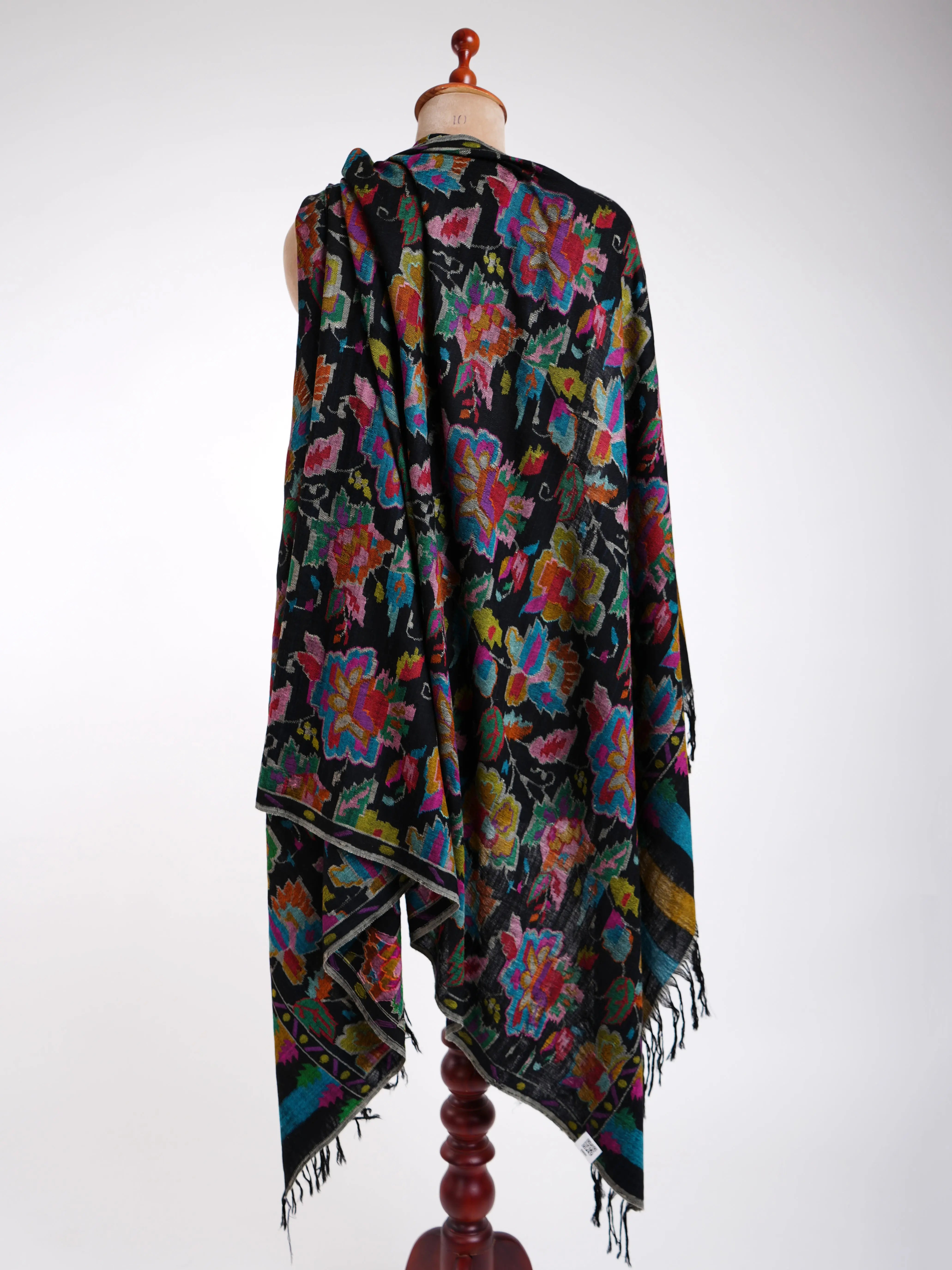 Charming Black Kani Weave Cashmere Shawl Shahkaar