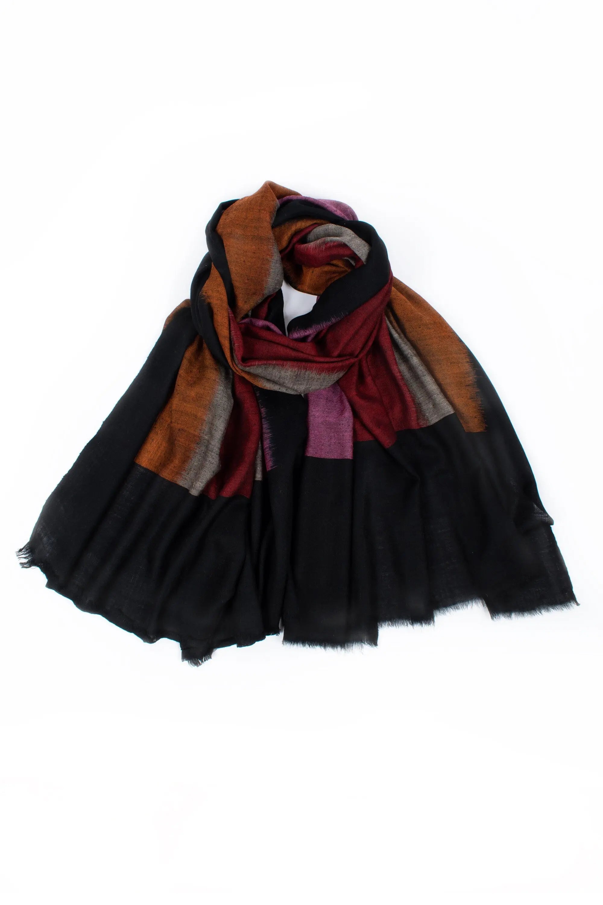 Christmas Gifts, Black, Pink & Orange Shawl, Fine Cashmere Scarves, Ekat Wraps, Boho Clothing, Soft Shawls, Winter Pashmina, 40x80" - FRISCO Shahkaar