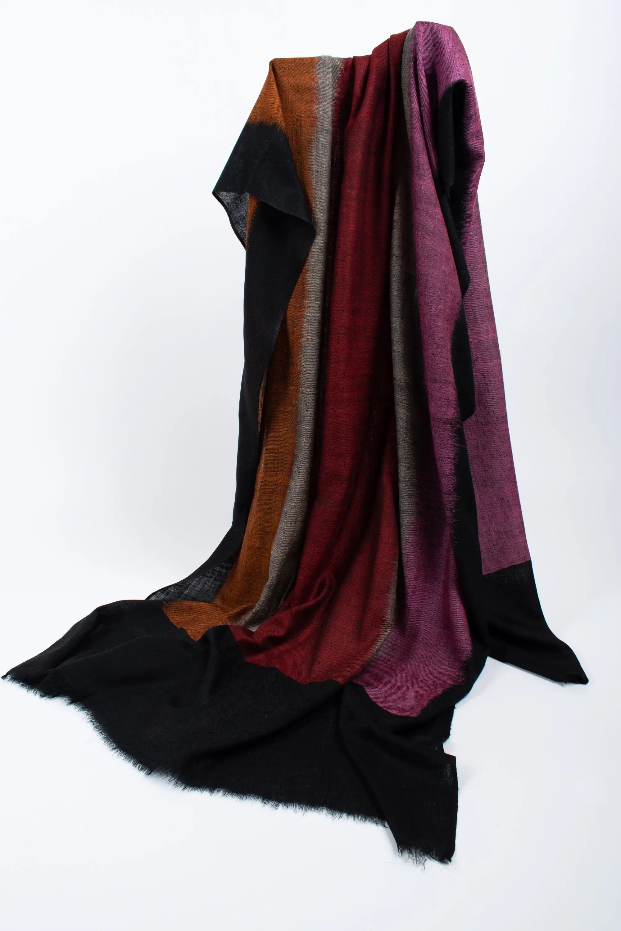 Christmas Gifts, Black, Pink & Orange Shawl, Fine Cashmere Scarves, Ekat Wraps, Boho Clothing, Soft Shawls, Winter Pashmina, 40x80" - FRISCO Shahkaar