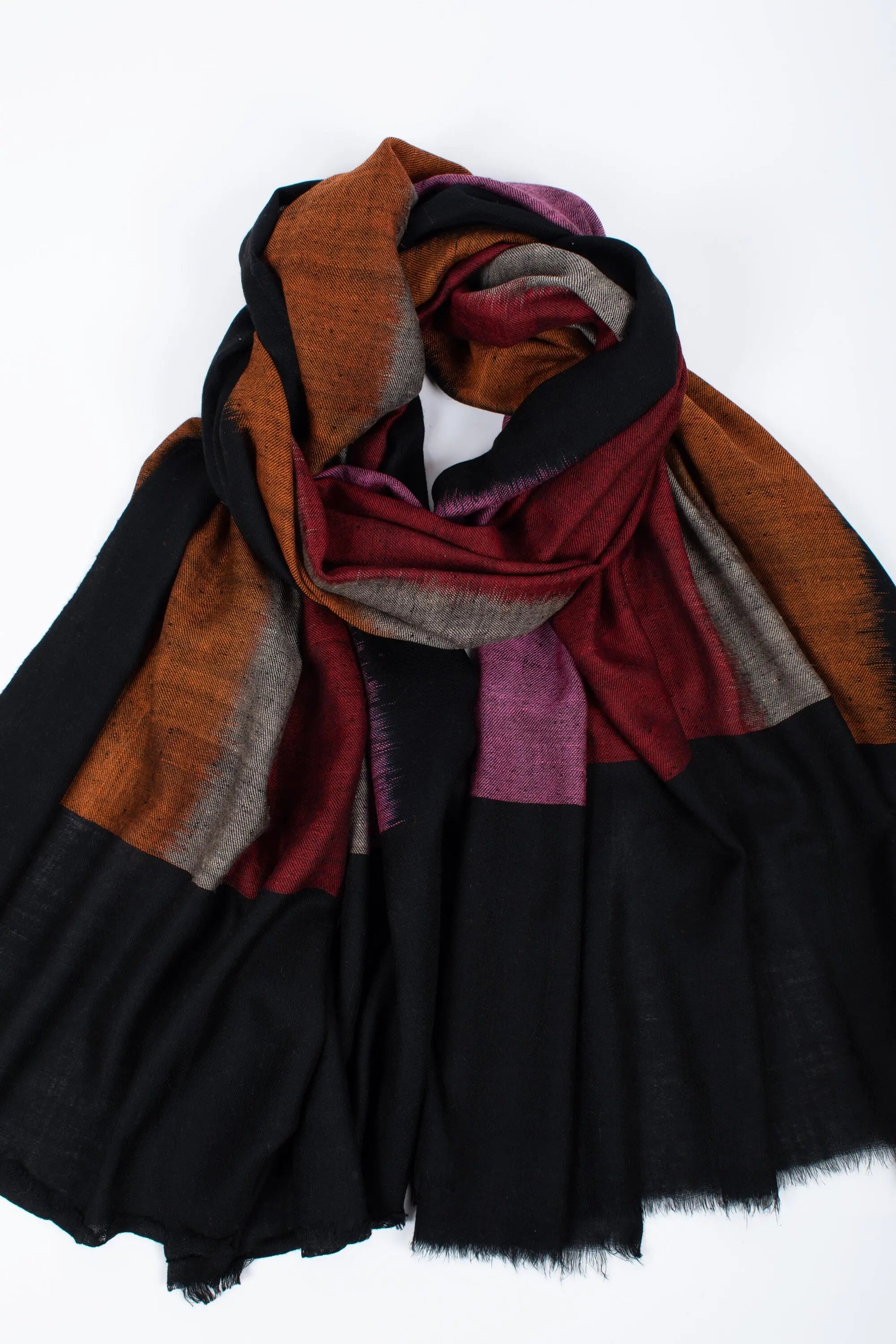 Christmas Gifts, Black, Pink & Orange Shawl, Fine Cashmere Scarves, Ekat Wraps, Boho Clothing, Soft Shawls, Winter Pashmina, 40x80" - FRISCO Shahkaar