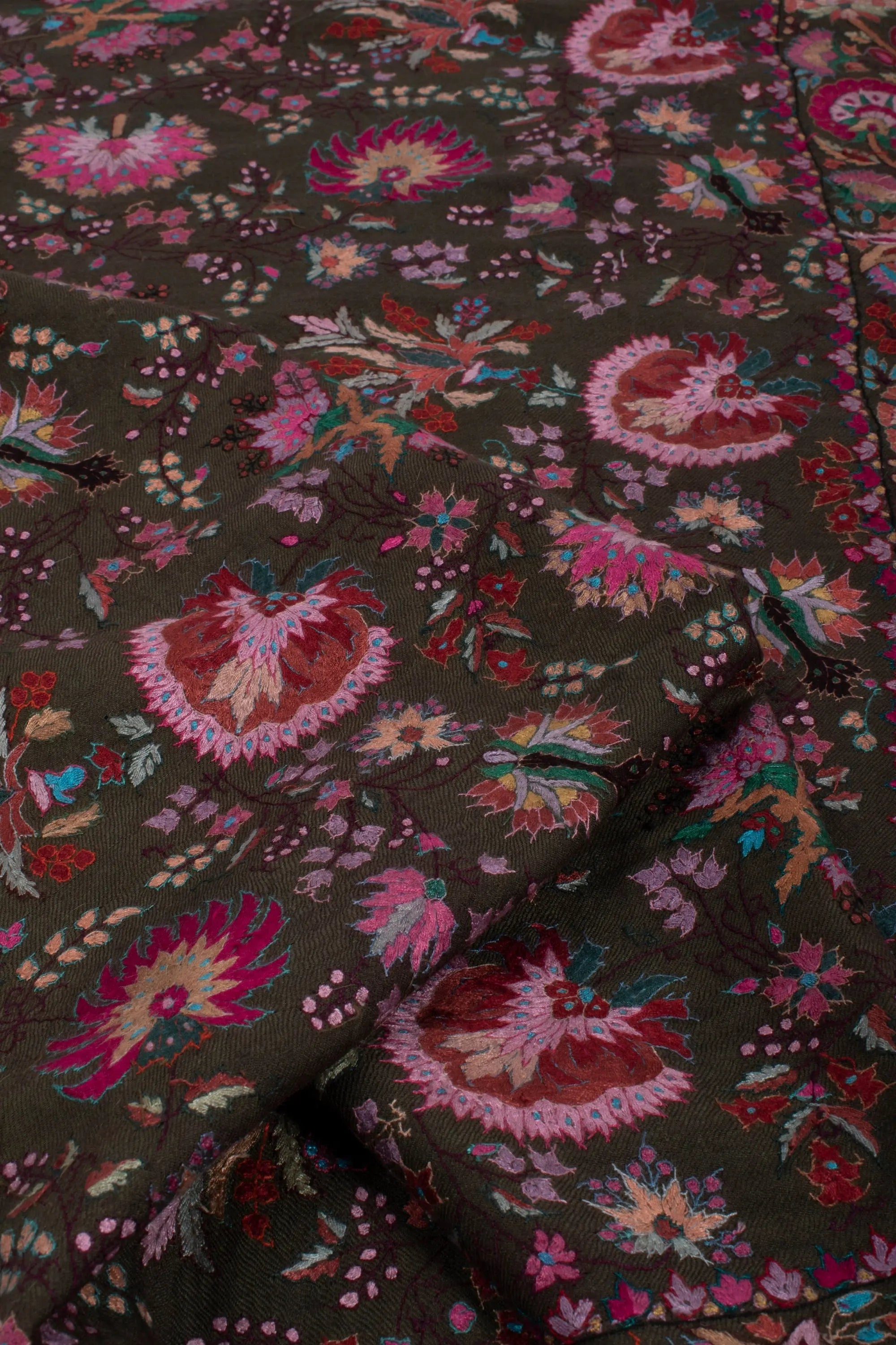 Christmas Gifts, Kashmiri Pashmina Shawl, Luxury Indian Embroidery Wrap, Hand Embroidered Shawl, Exclusive Shawl, 40x80" - CHALKY Shahkaar