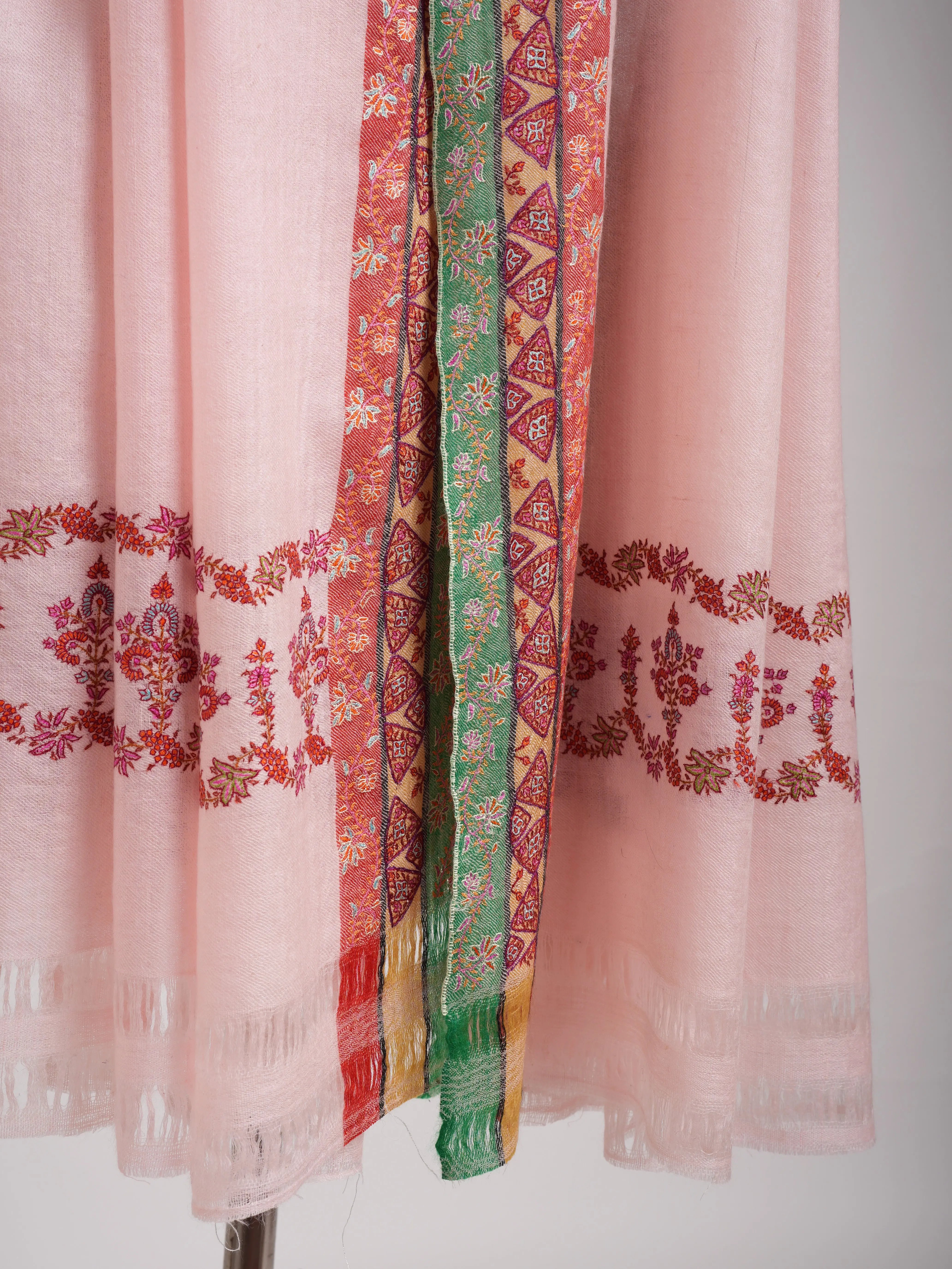 Crystal Rose Sozni Embroidered Pure Pashmina Shawl Shahkaar