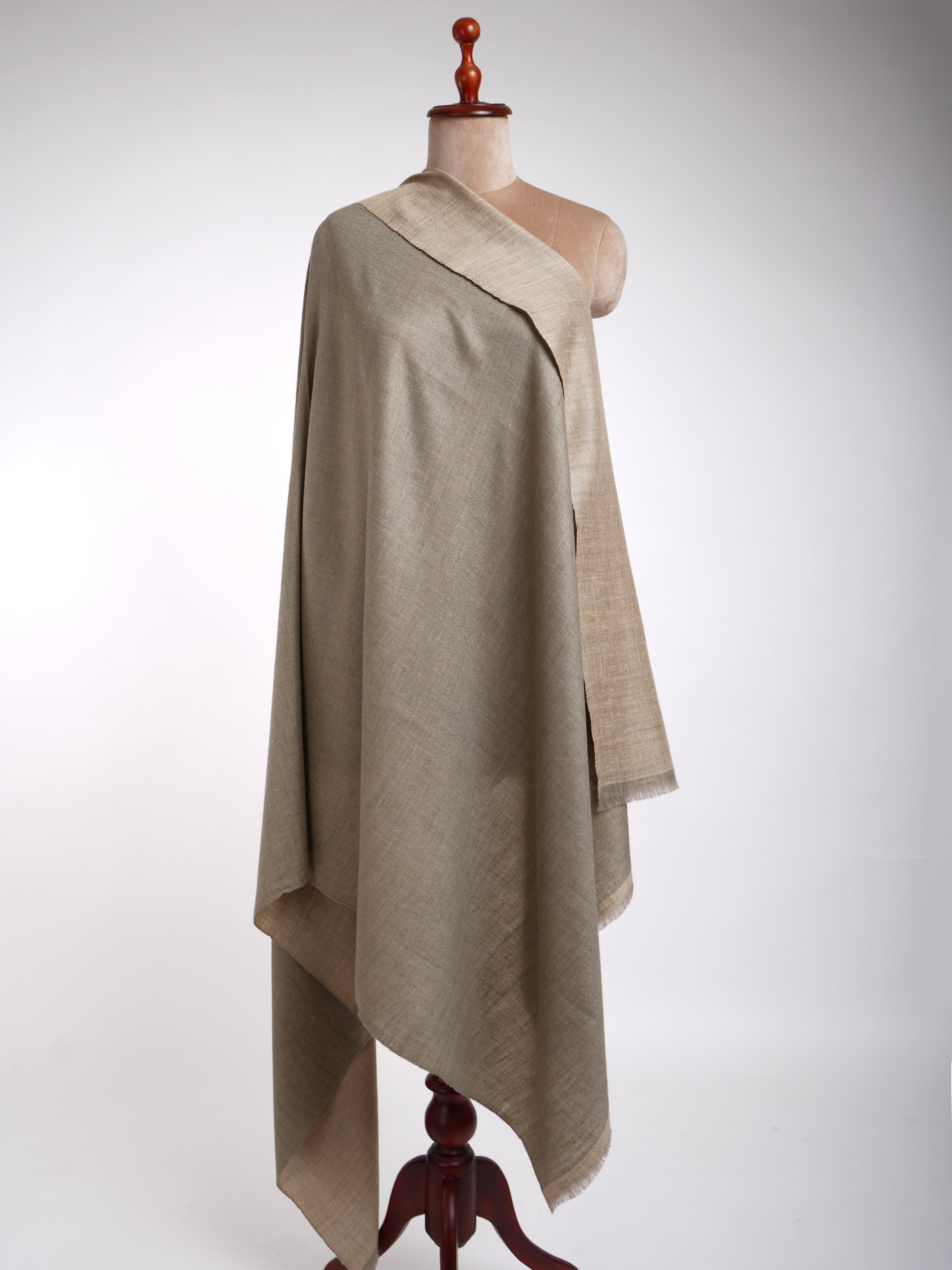 Dual Shade Handwoven Pashmina Shawl Leek Green Shahkaar