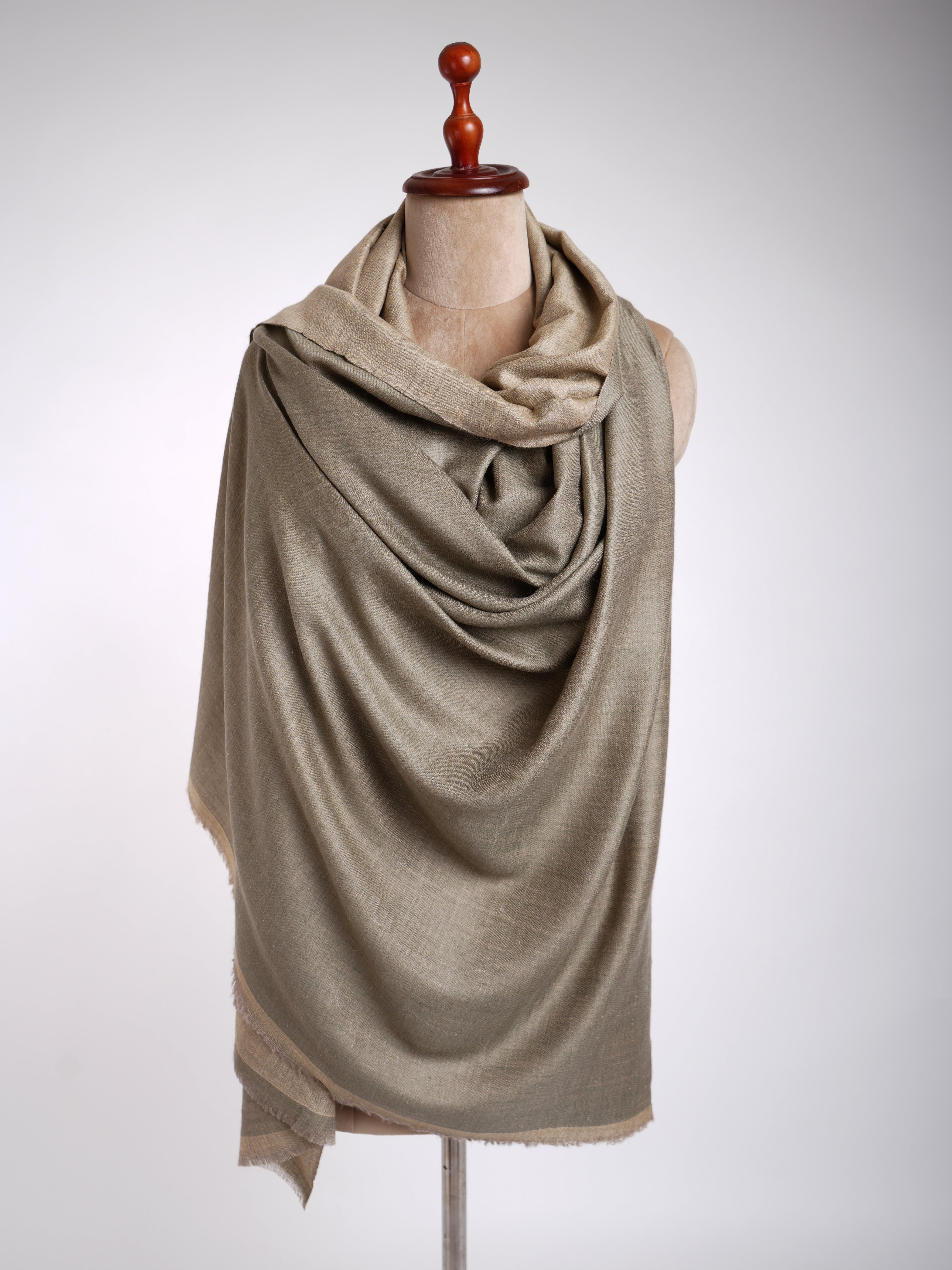 Dual Shade Handwoven Pashmina Shawl Leek Green Shahkaar