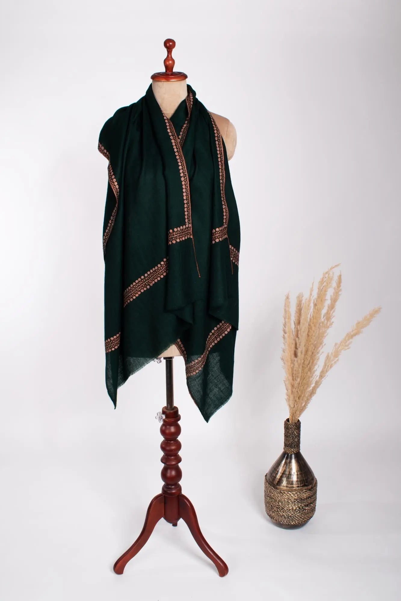 Dark Green Cashmere Neck Scarf - AUSTELL Shahkaar