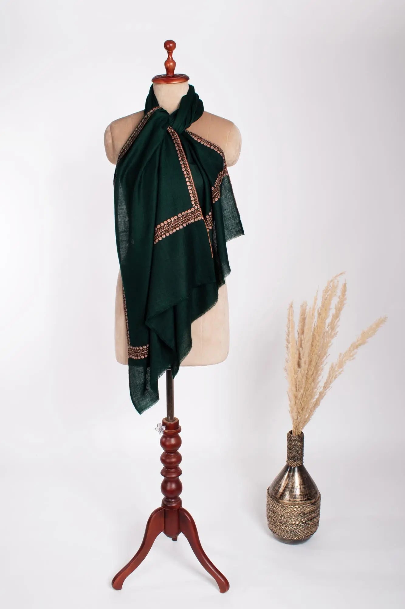 Dark Green Cashmere Neck Scarf - AUSTELL Shahkaar