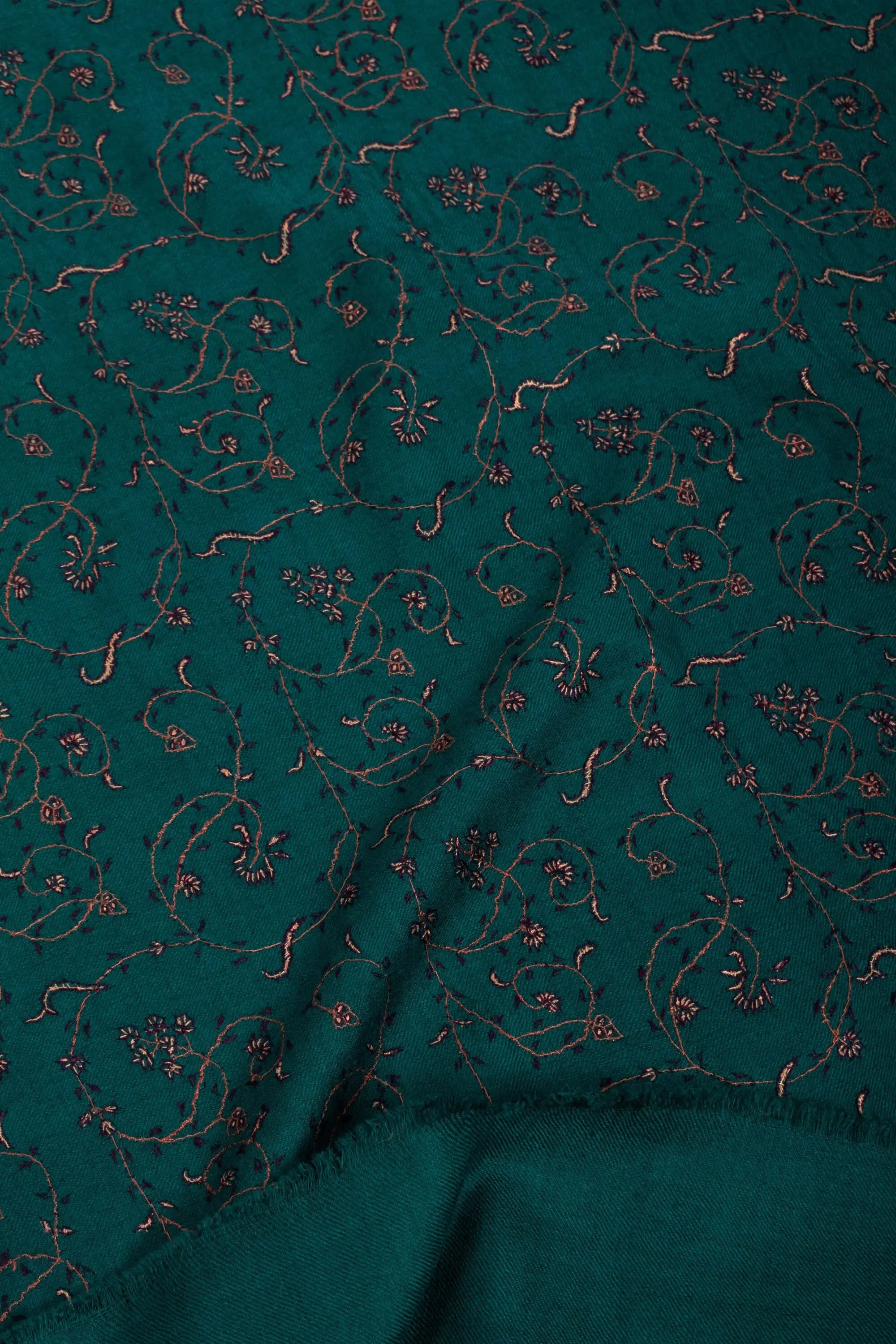 Deep Turquoise Scarves, Super Soft Pashminas, Needlework Embroideries, Kashmiri Shawls, Goat Scarf, Sustainable Living, 28x80" - ALBUQUERQUE Shahkaar