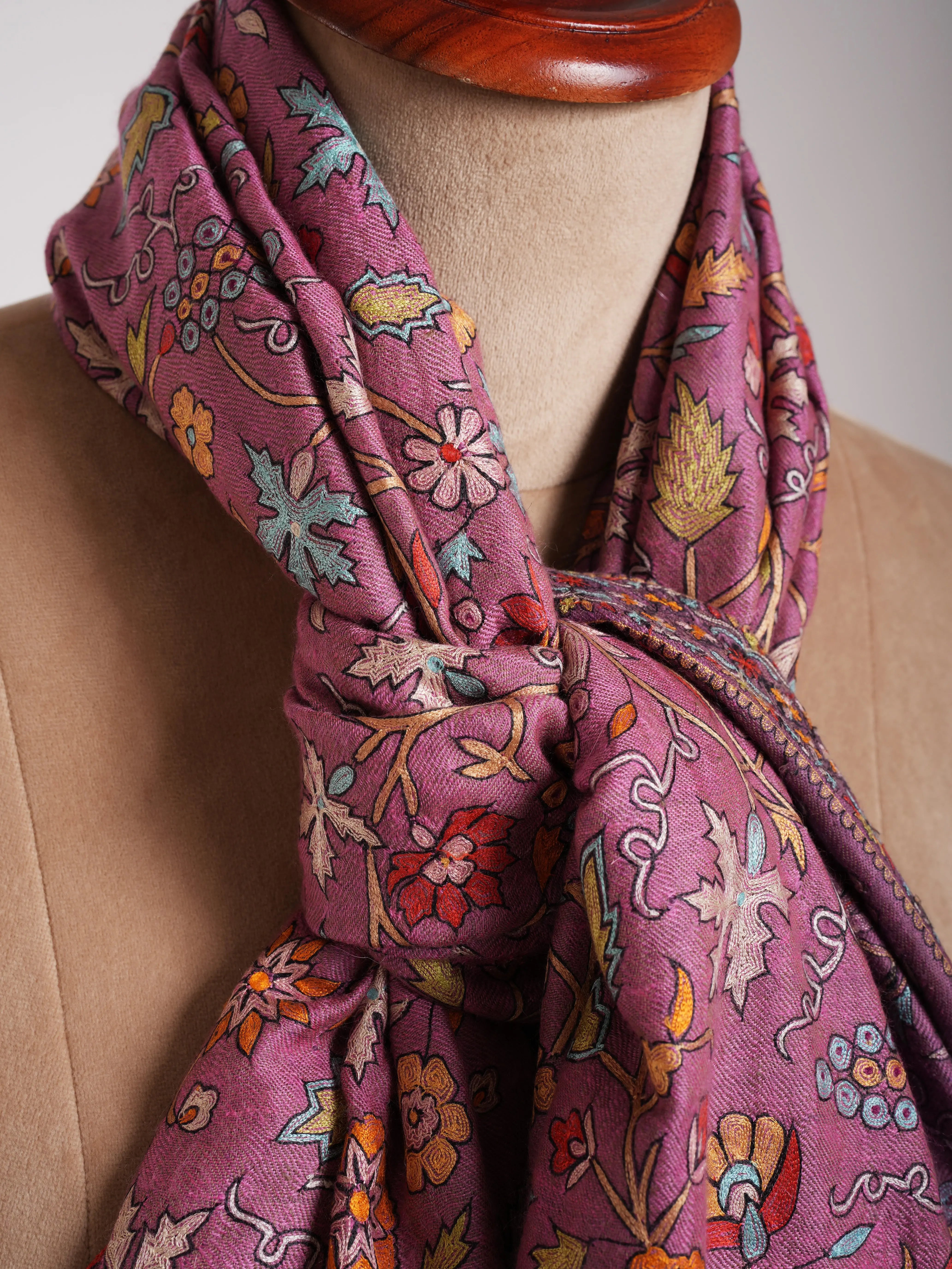 Dorukha Fusion Hand Embroidered Jamavar shawl Shahkaar
