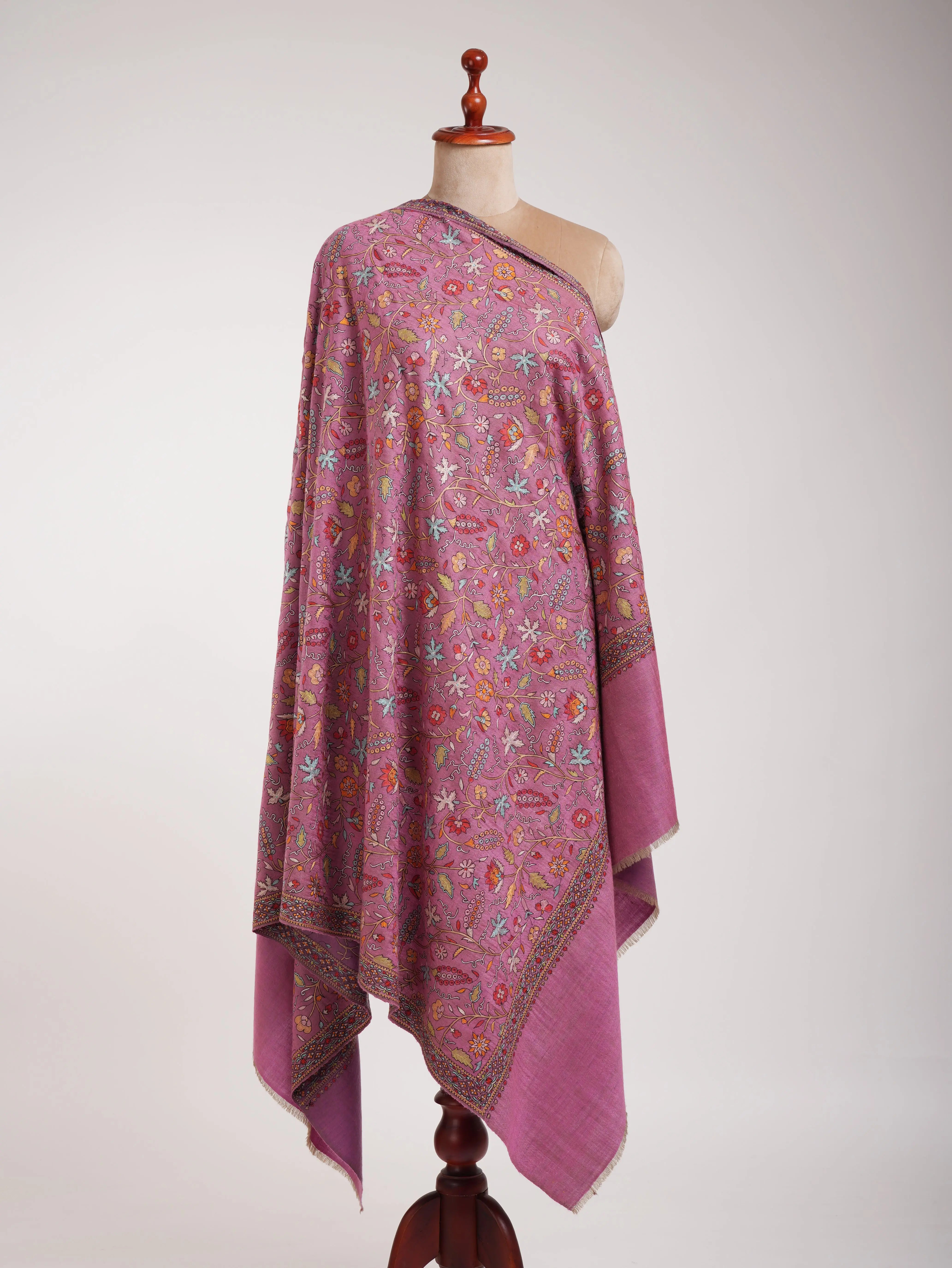 Dorukha Fusion Hand Embroidered Jamavar shawl Shahkaar