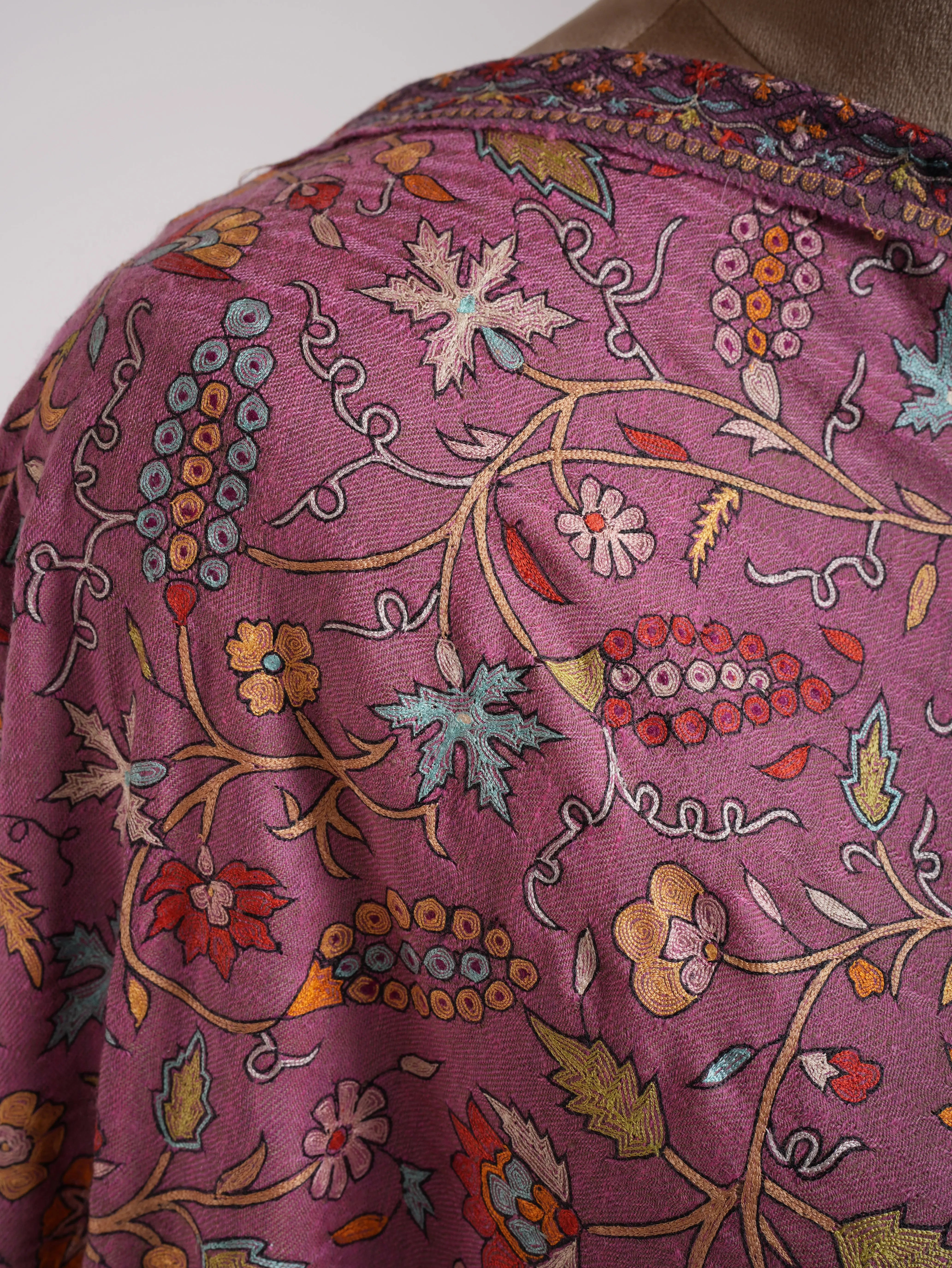 Dorukha Fusion Hand Embroidered Jamavar shawl Shahkaar