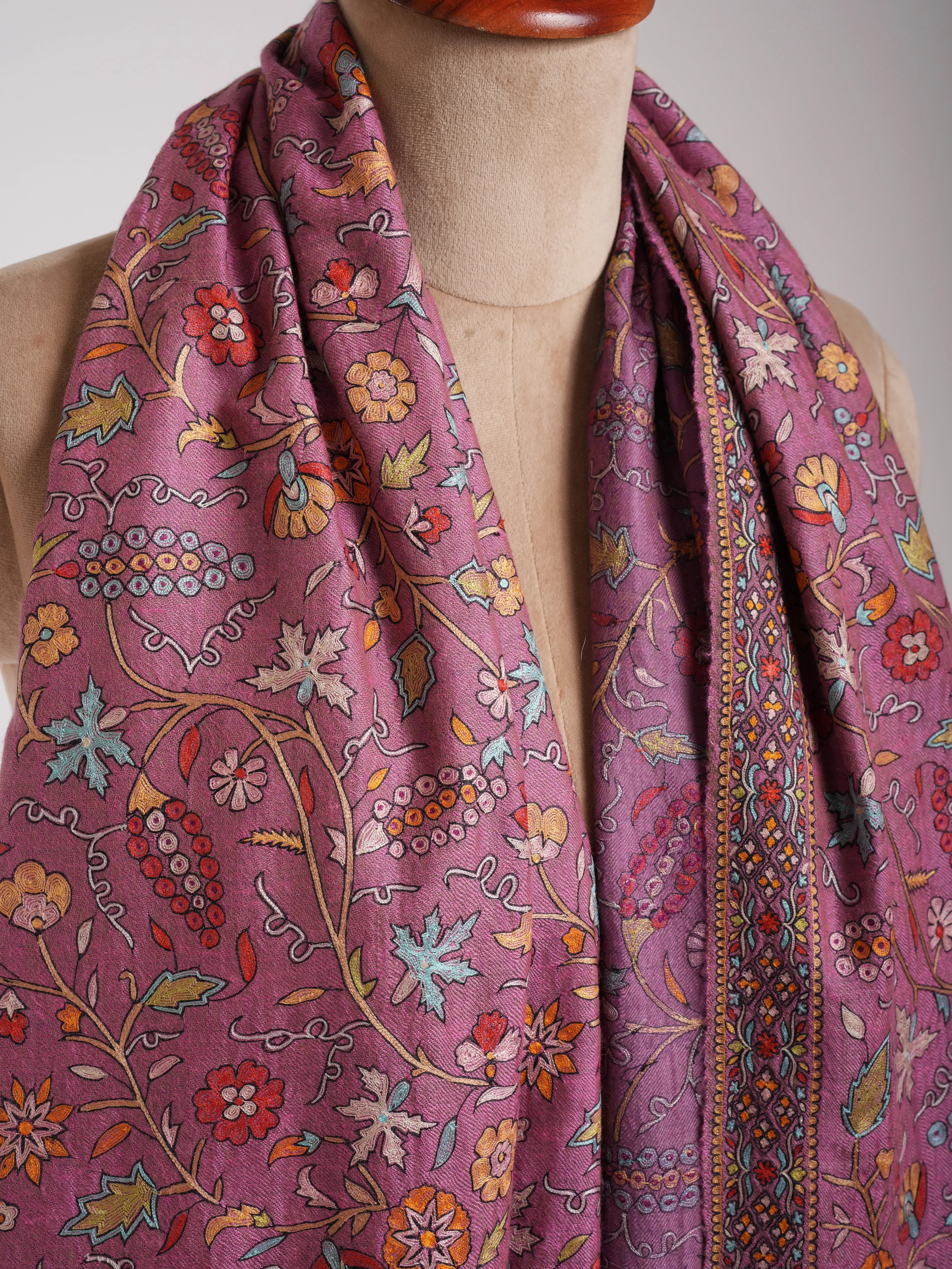 Dorukha Fusion Hand Embroidered Jamavar shawl Shahkaar
