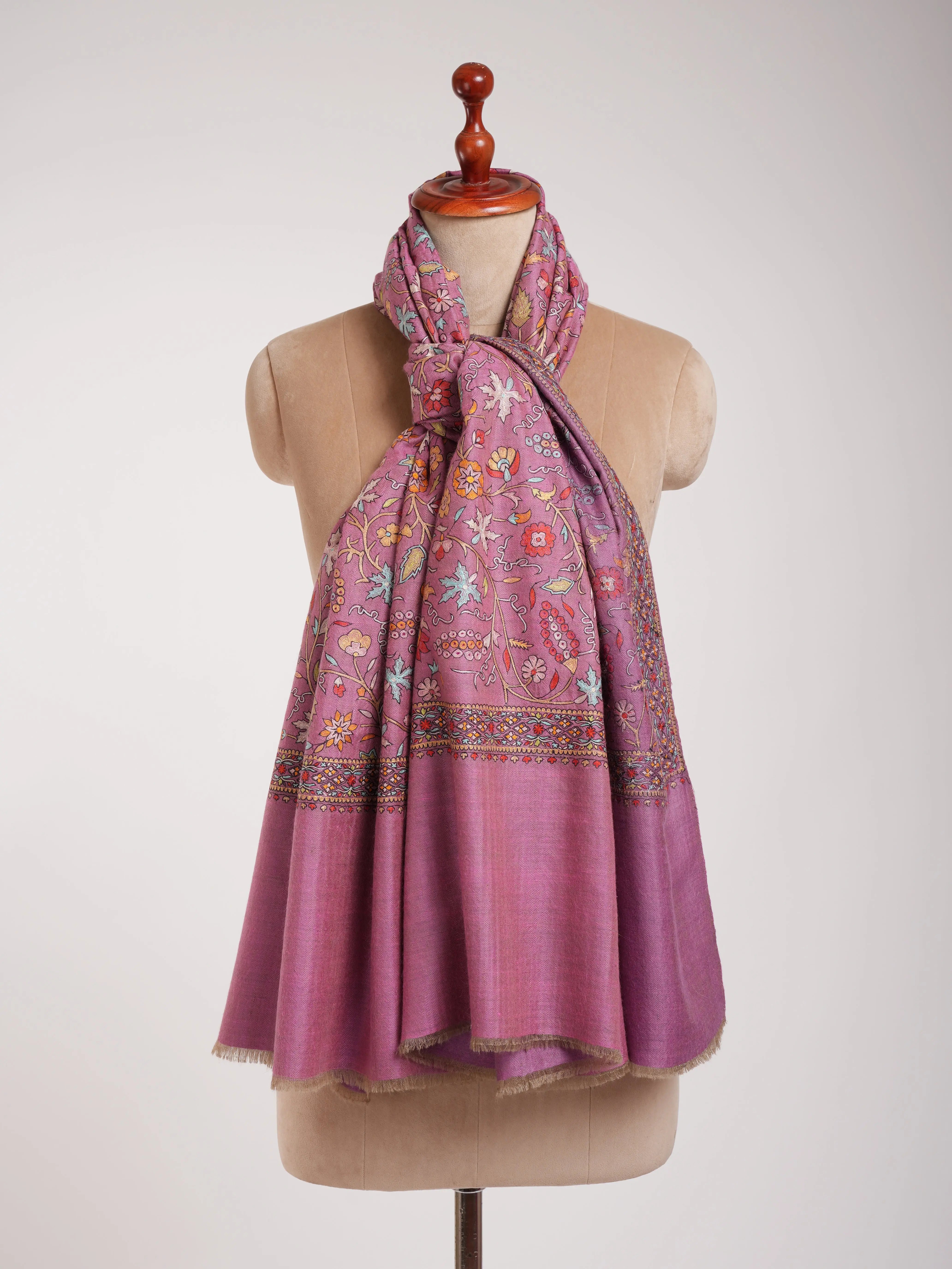 Dorukha Fusion Hand Embroidered Jamavar shawl Shahkaar
