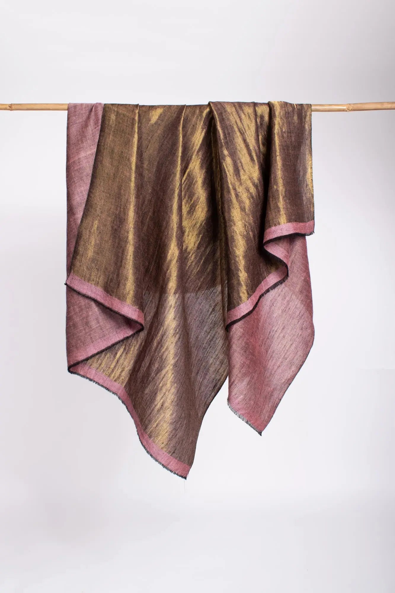 Dorukha Pink Gold Pashmina Handloomed Shawl - SOHO Shahkaar