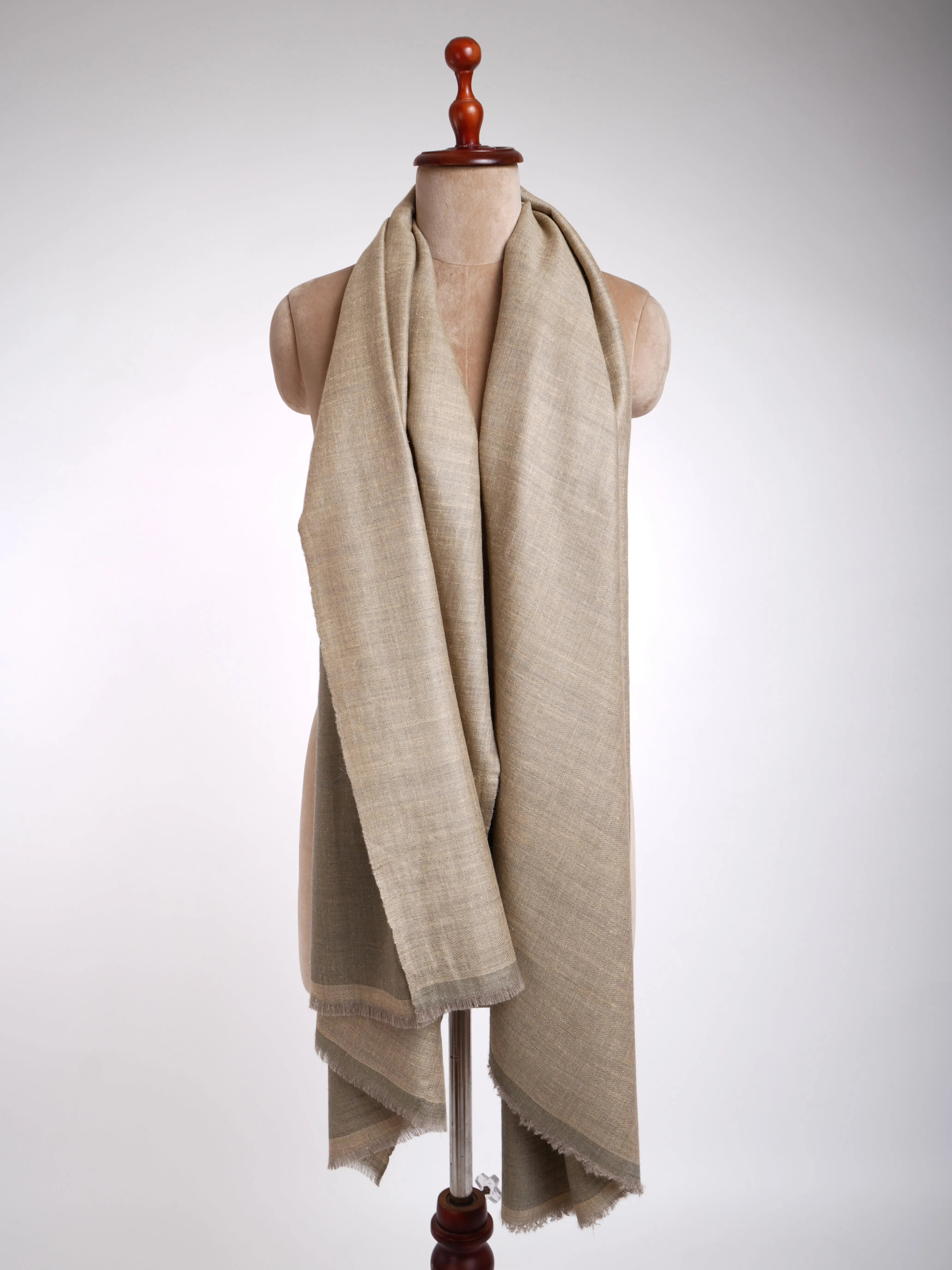 Dual Shade Handwoven Pashmina Shawl Leek Green Shahkaar